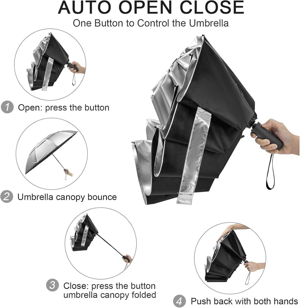 G4Free - G4Free 42/46/54/62 Inch 10 Ribs Windproof for Rain Double Canopy Auto Umbrella -NT24A453F