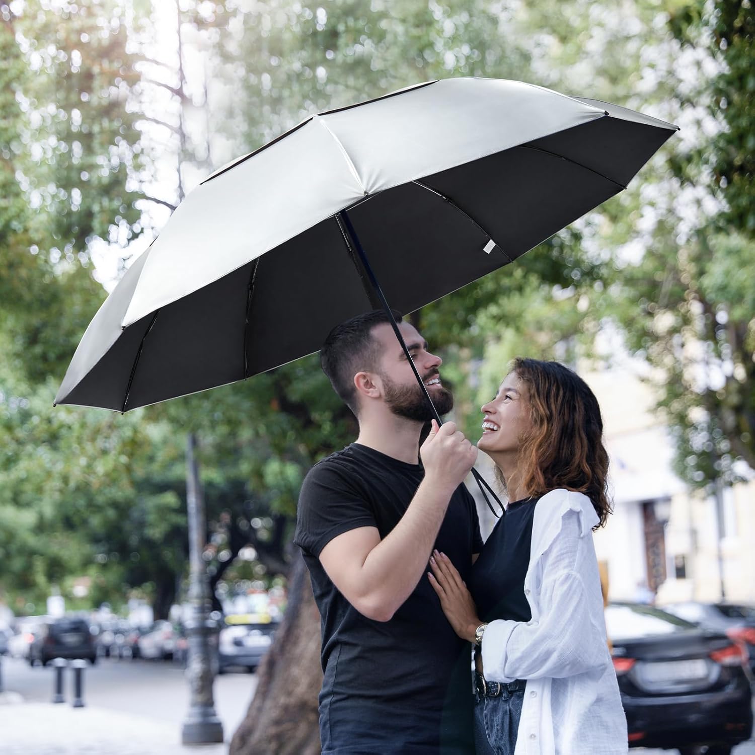 G4Free - G4Free 42/46/54/62 Inch 10 Ribs Windproof for Rain Double Canopy Auto Umbrella -NT24A453F