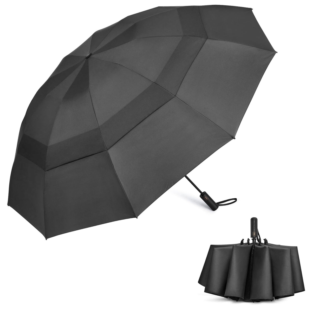 G4Free - G4Free 42/46/54/62 Inch 10 Ribs Windproof for Rain Double Canopy Auto Umbrella -TN22A110A