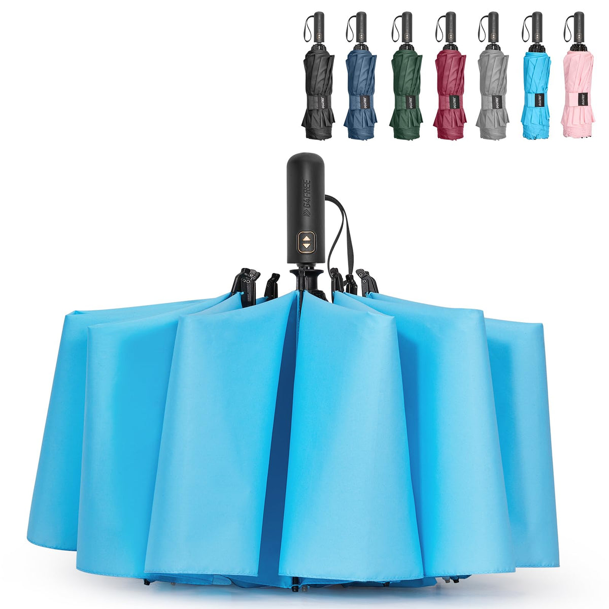 G4Free - G4Free 42/46/54/62 Inch 10 Ribs Windproof for Rain Double Canopy Auto Umbrella -TN23A229F