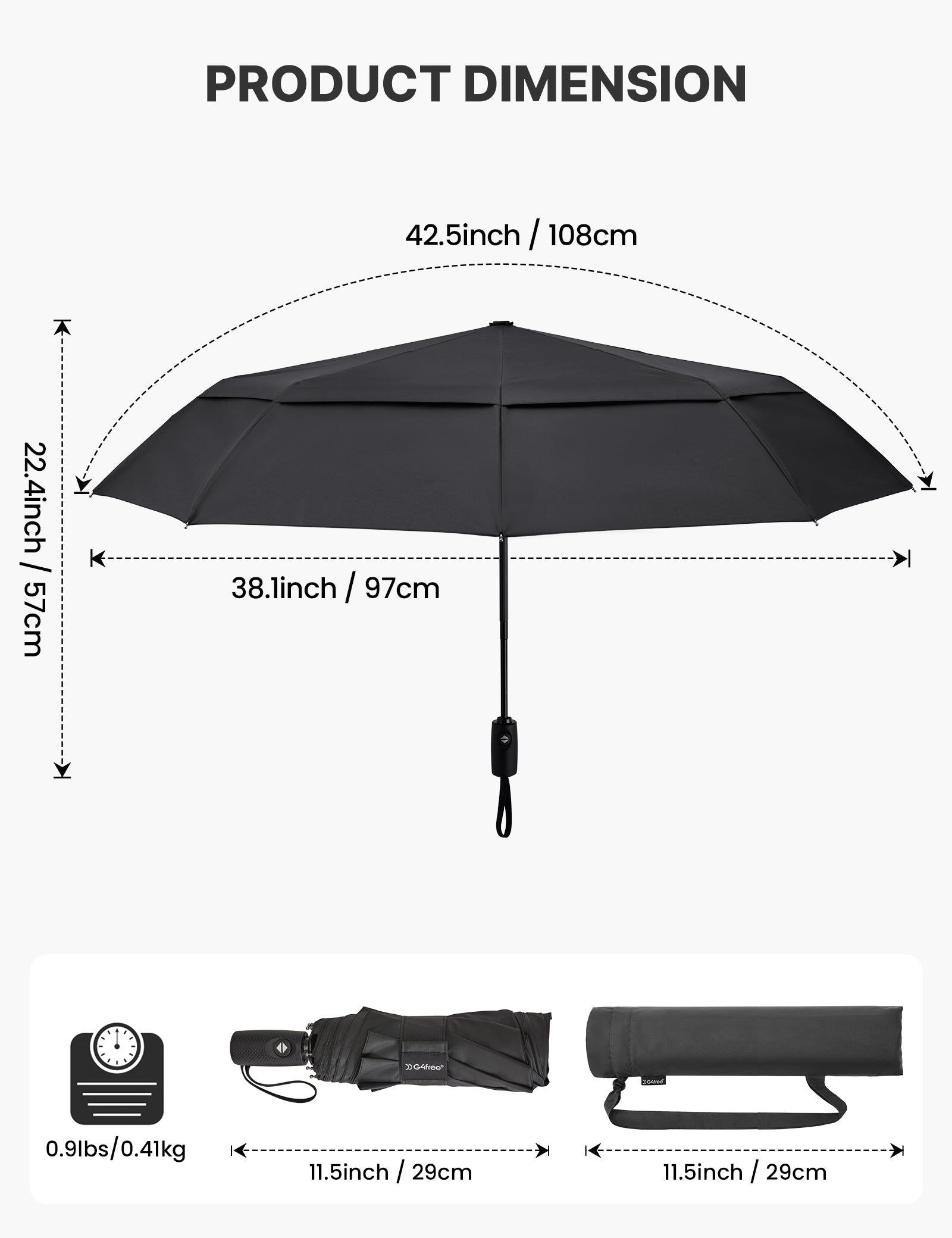 G4Free - G4Free 42 Inch Windproof Travel Umbrella -TN25A604A