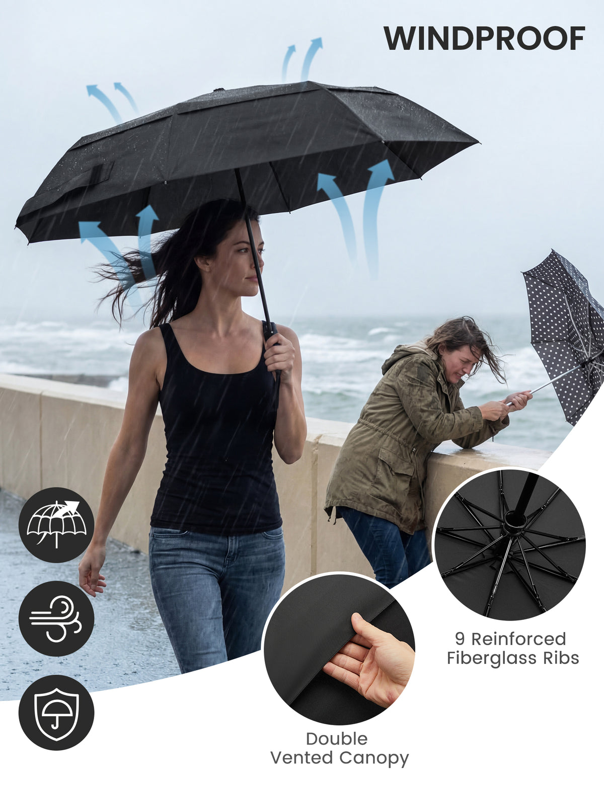 G4Free - G4Free 42 Inch Windproof Travel Umbrella -TN25A604A