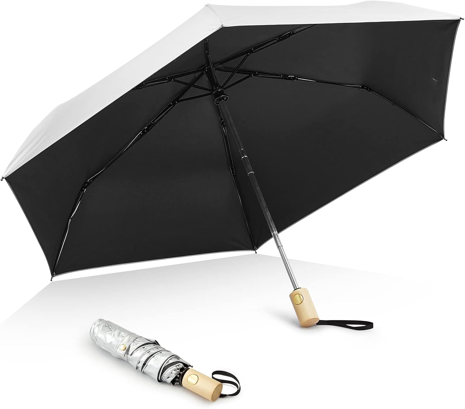 G4Free - G4Free 42Inch UPF 50+ UV Protection Wooden Handle Travel Umbrella -NT22A148A