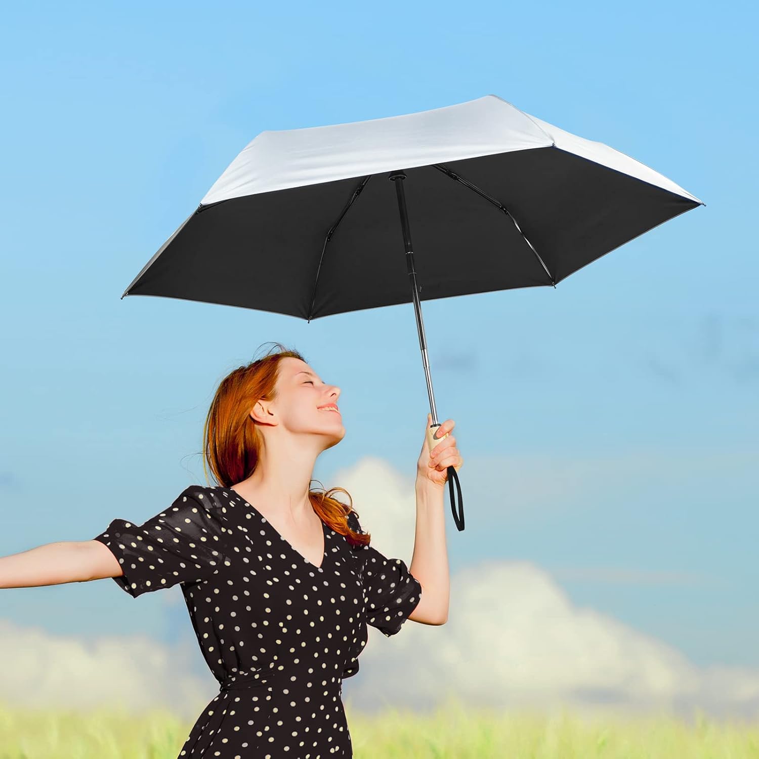 G4Free - G4Free 42Inch UPF 50+ UV Protection Wooden Handle Travel Umbrella -NT22A148I