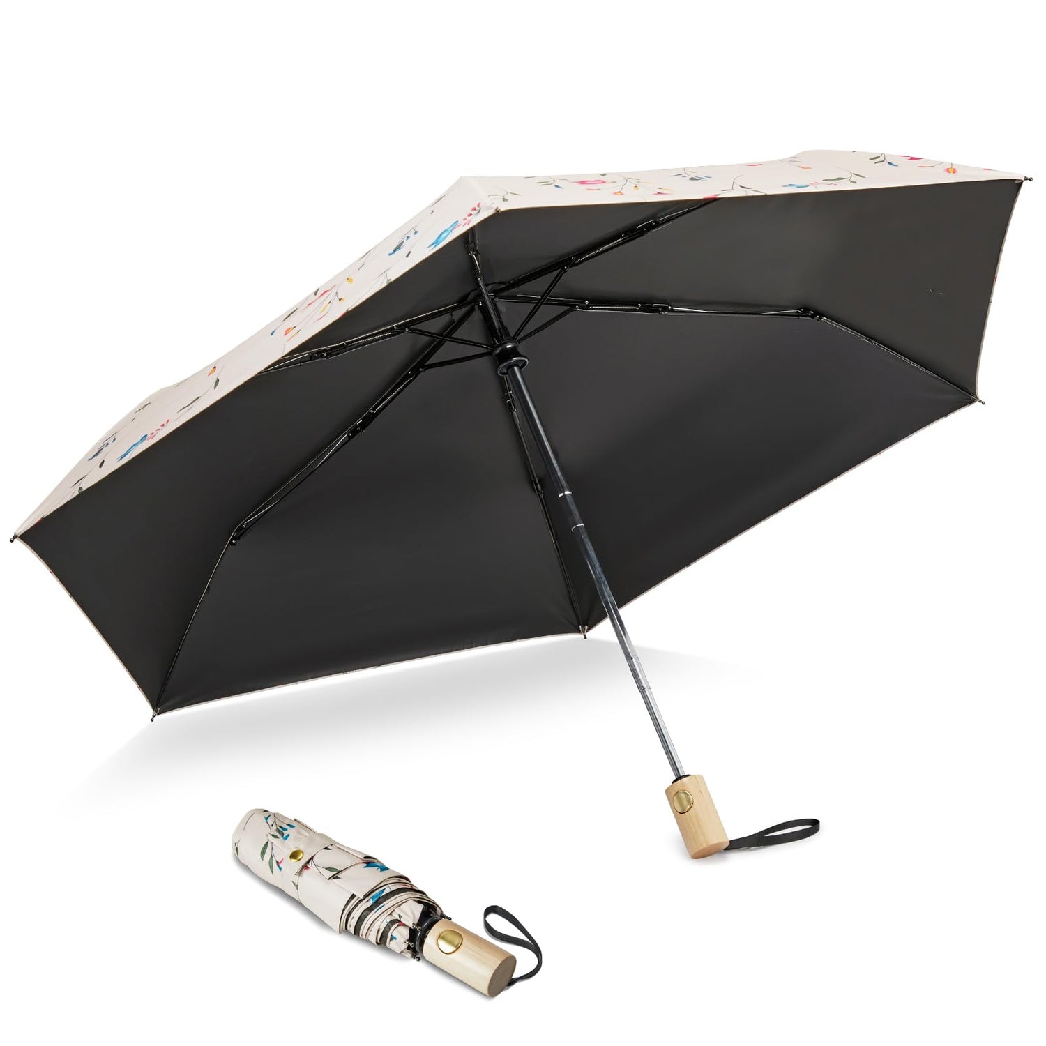 G4Free - G4Free 42Inch UPF 50+ UV Protection Wooden Handle Travel Umbrella -NT22A148I
