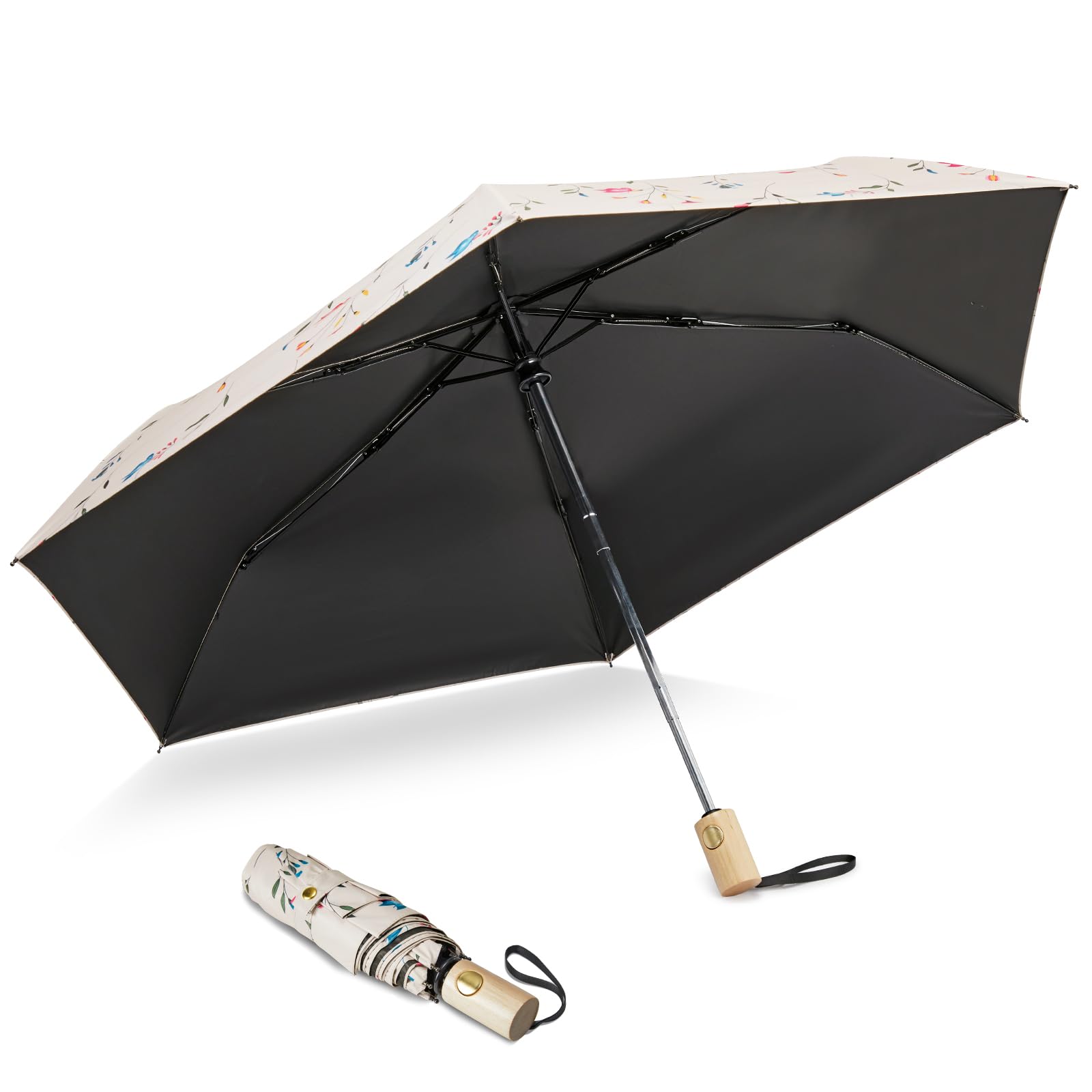 G4Free - G4Free 42Inch UPF 50+ UV Protection Wooden Handle Travel Umbrella -NT22A148I