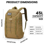 G4Free - G4Free 45L Military Tactical Backpack 3 Day Survival Molle Pack -TN23B193A