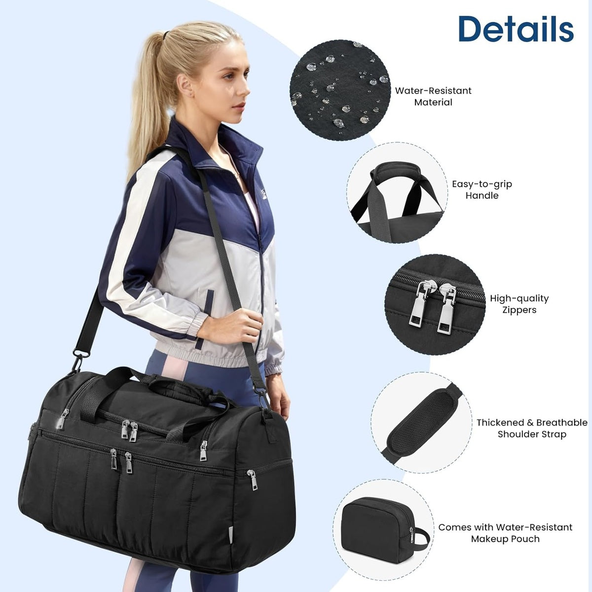G4Free - G4Free 45L Travel Duffle Bag 3 in 1 Duffel Bags with Shoes Compartment -TN25B573A