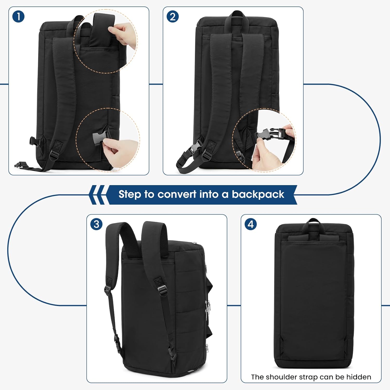 G4Free - G4Free 45L Travel Duffle Bag 3 in 1 Duffel Bags with Shoes Compartment -TN25B573A