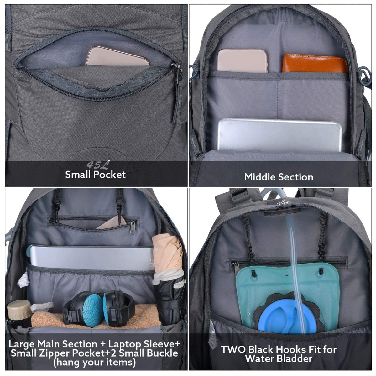 G4Free - G4Free 45L Waterproof Hiking Travel Backpack with Rain Cover -D02V648A