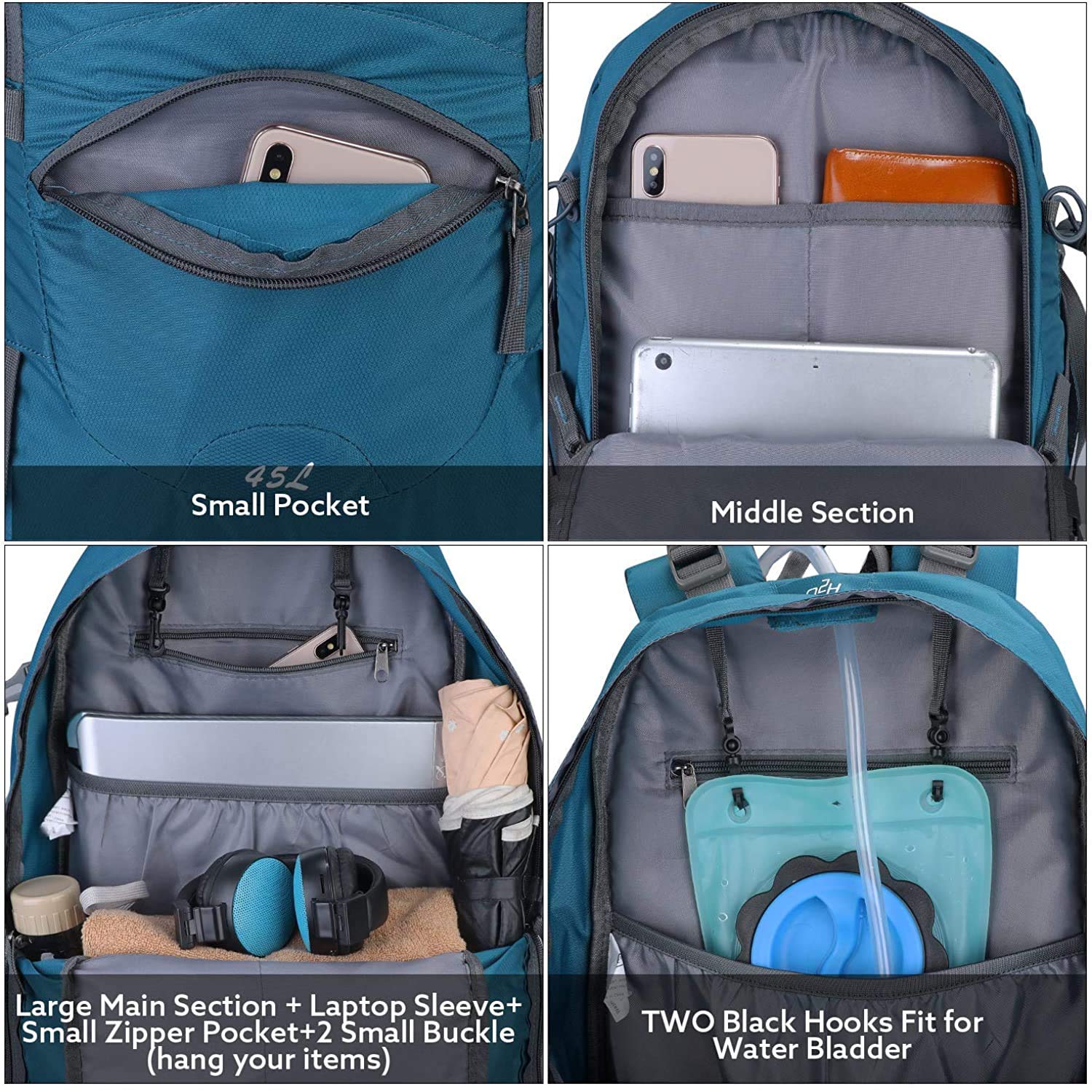 G4Free - G4Free 45L Waterproof Hiking Travel Backpack with Rain Cover -D02V648A