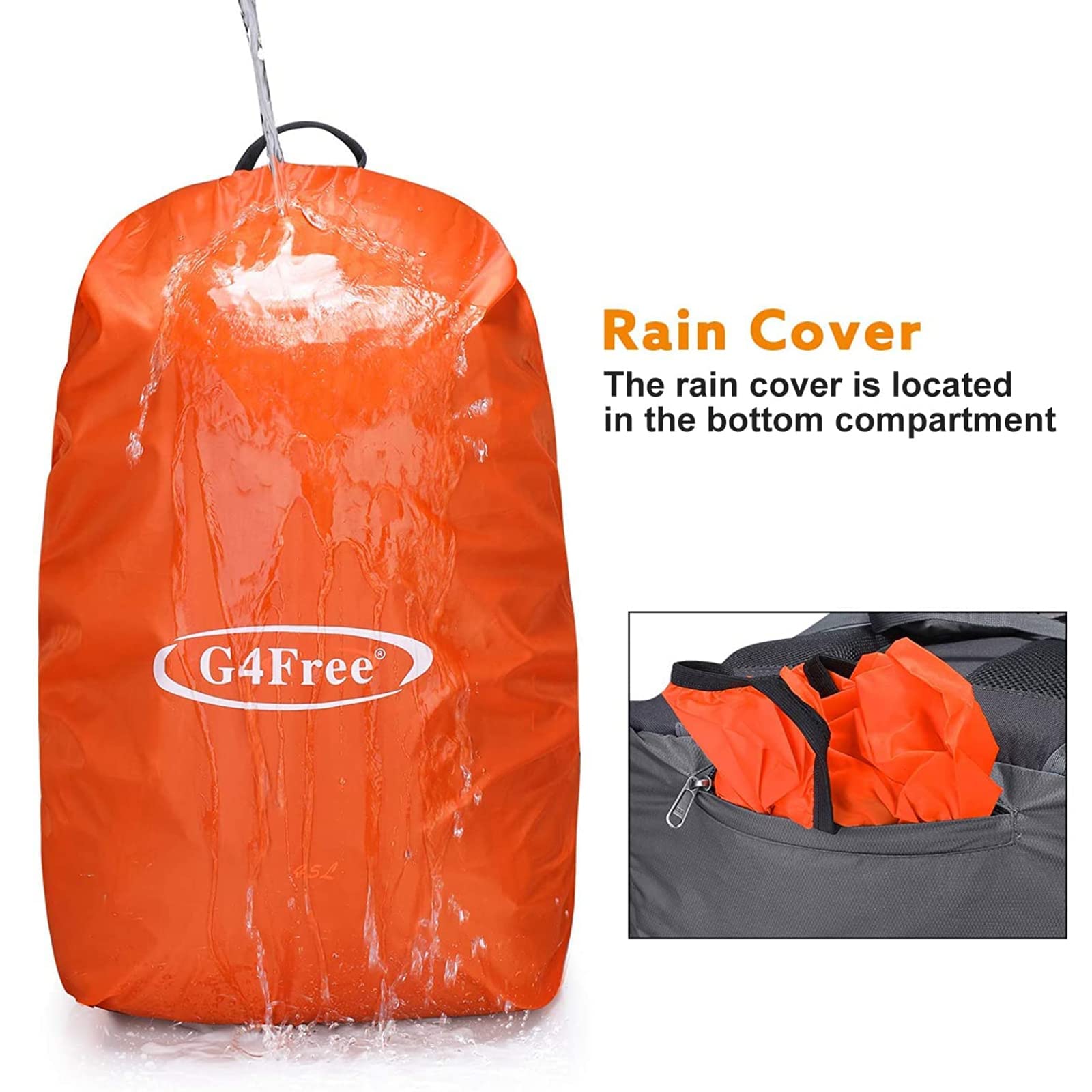 G4Free - G4Free 45L Waterproof Hiking Travel Backpack with Rain Cover -D02V648A