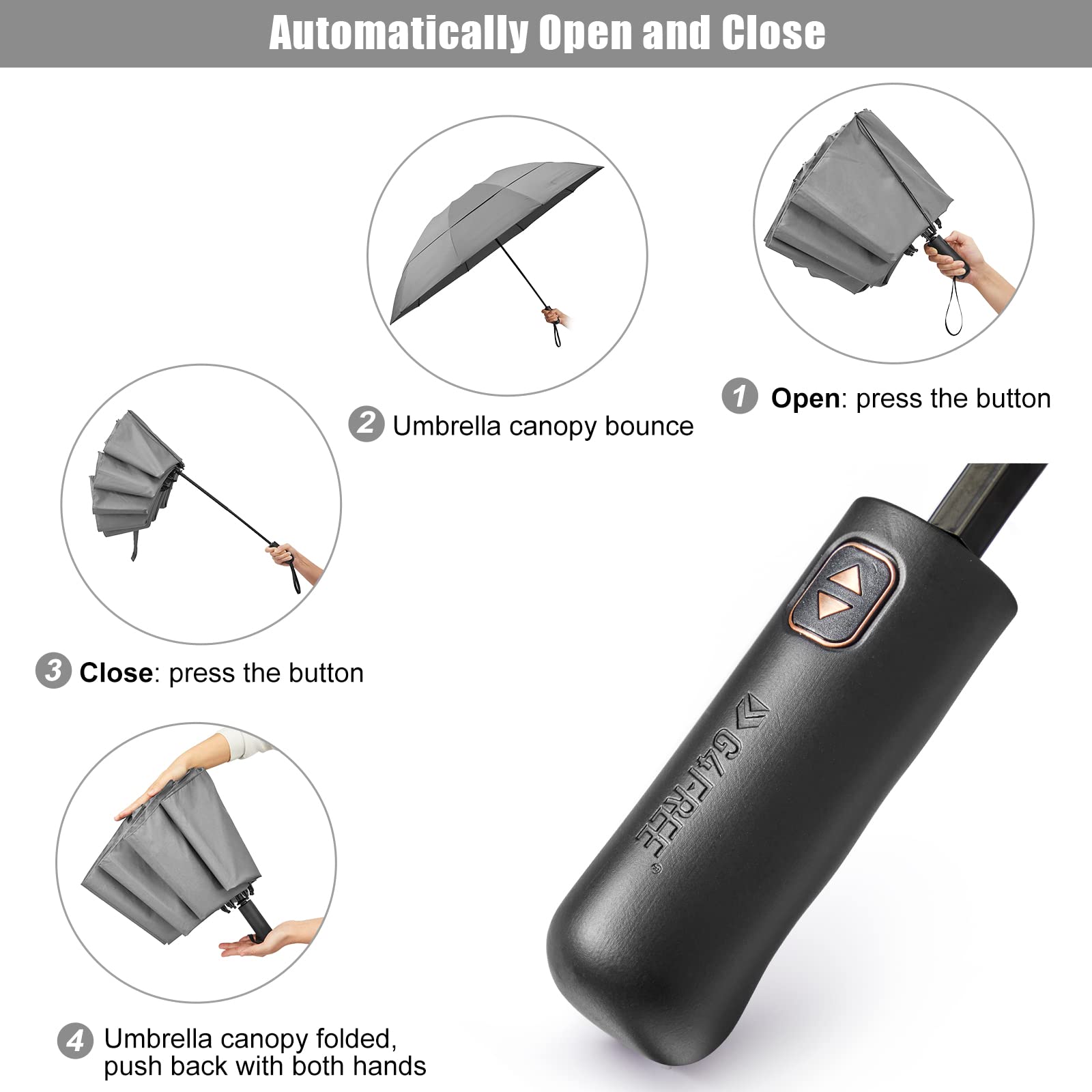 G4Free - G4Free 46/54/62 Inch Large Compact Golf Umbrella Windproof 10 Ribs -TN23A229B