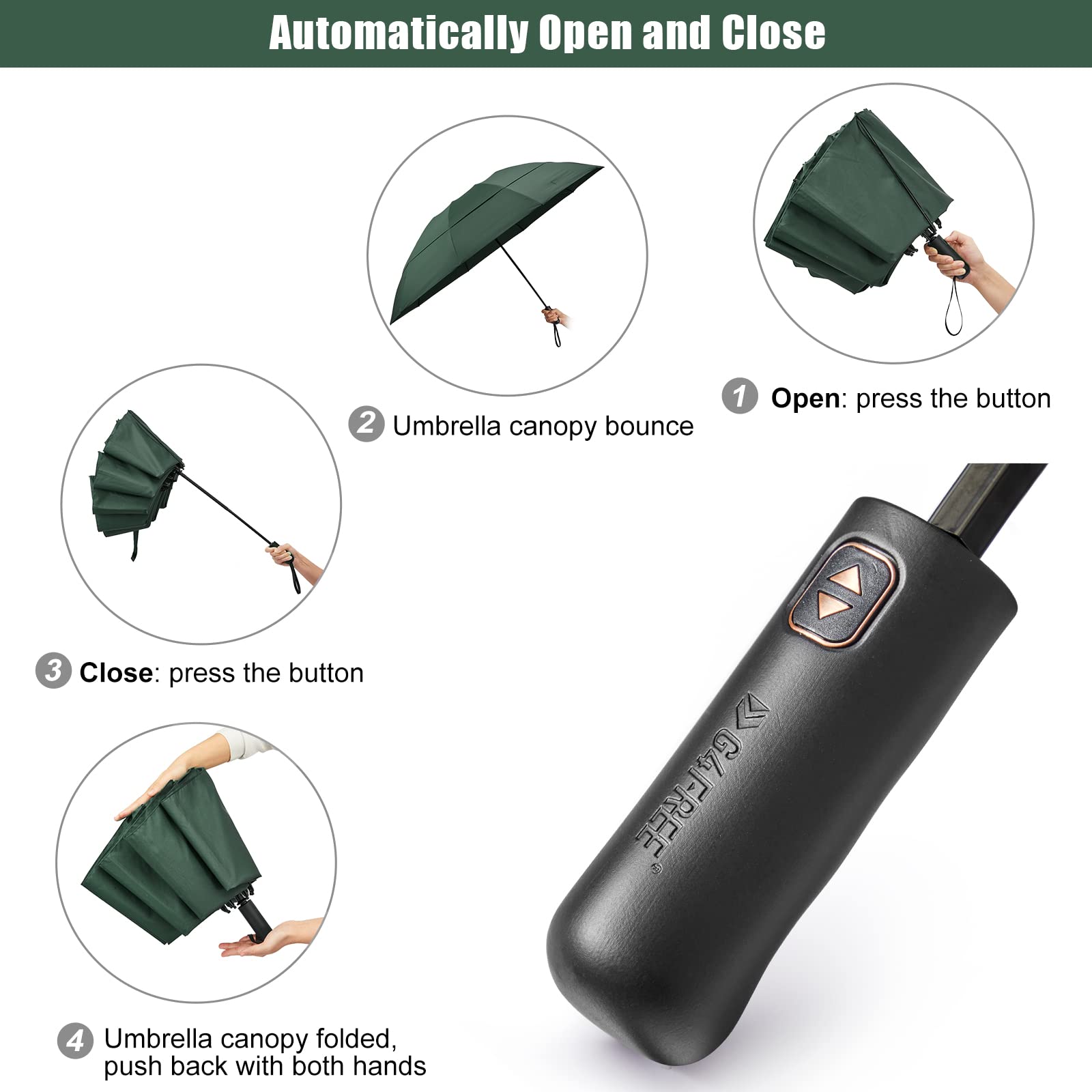 G4Free - G4Free 46/54/62 Inch Large Compact Golf Umbrella Windproof 10 Ribs -TN23A229B