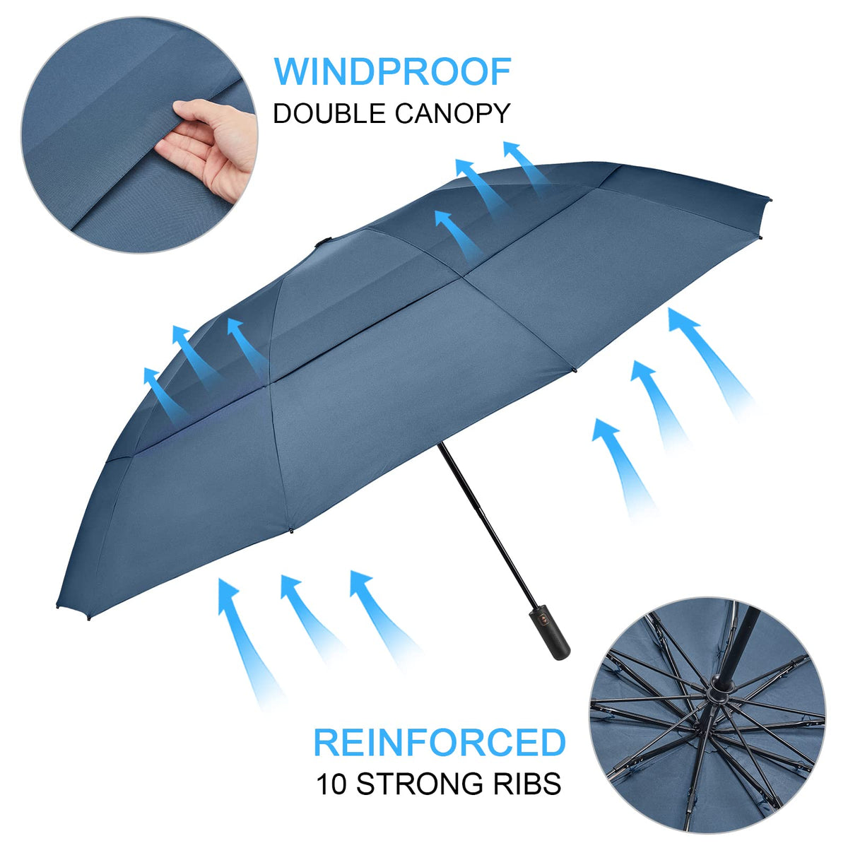 G4Free - G4Free 46/54/62 Inch Large Compact Golf Umbrella Windproof 10 Ribs -TN23A229B