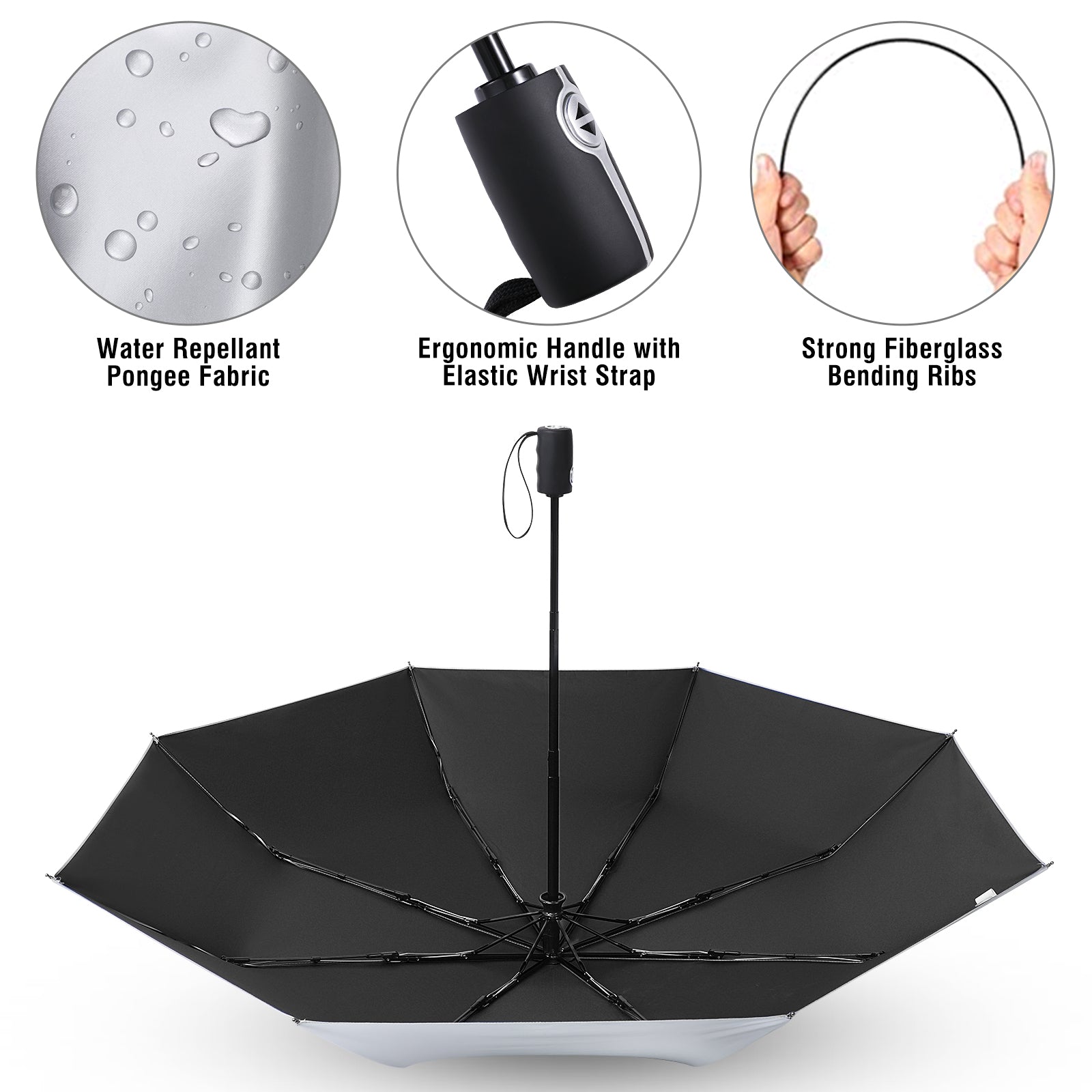 G4Free - G4Free 46 Inch Auto Open UPF 50+ UV Protection Large Travel Umbrella -D02V746A
