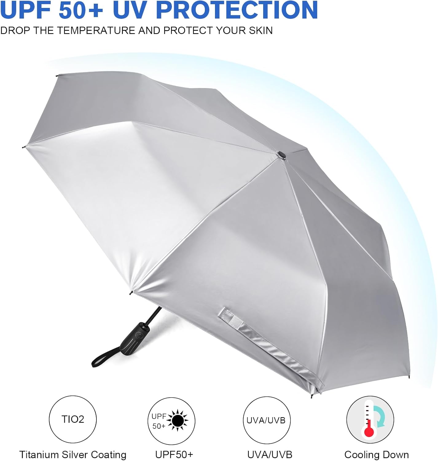 G4Free - G4Free 46 Inch UPF 50+ UV Protection Sun Double Layer Windproof Auto Umbrella -TN24A451B