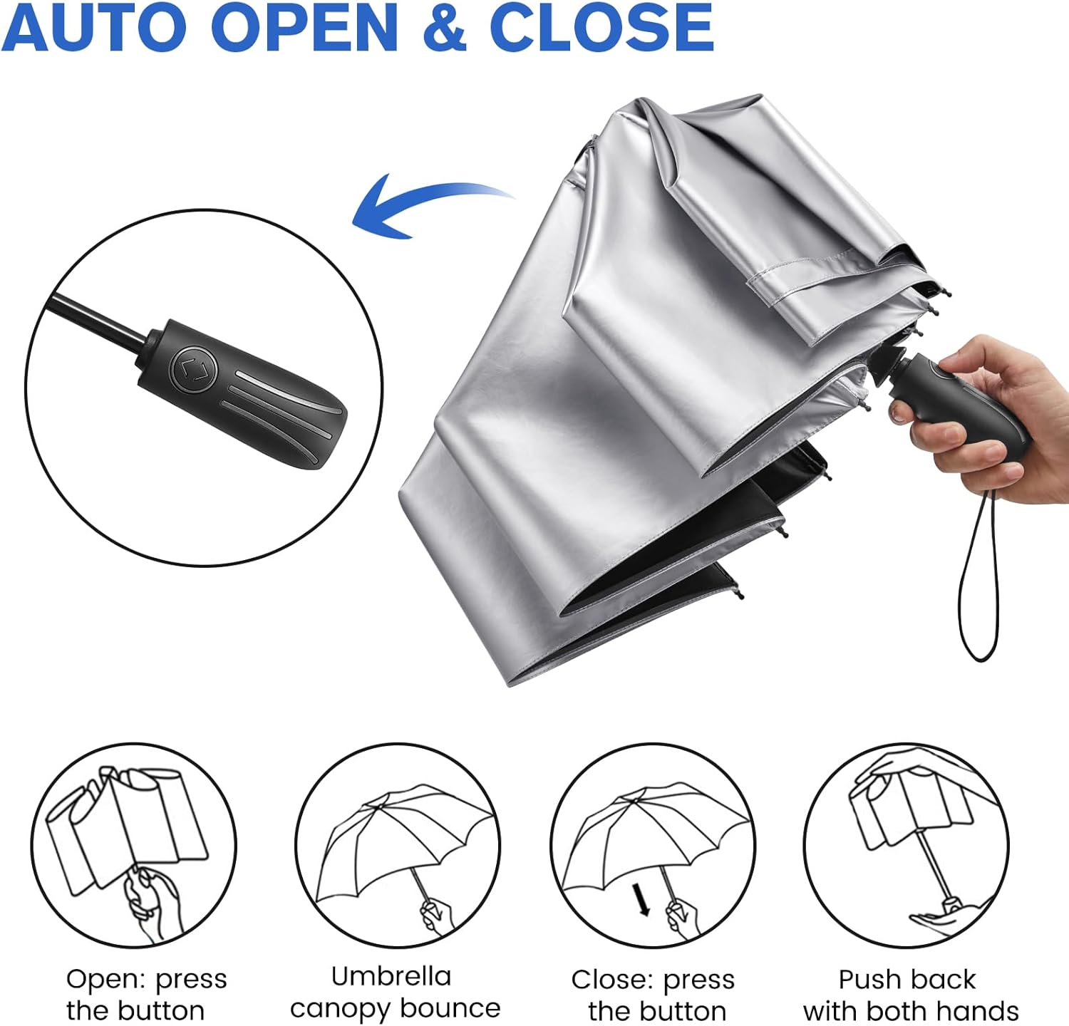 G4Free - G4Free 46 Inch UPF 50+ UV Protection Sun Double Layer Windproof Auto Umbrella -TN24A451B