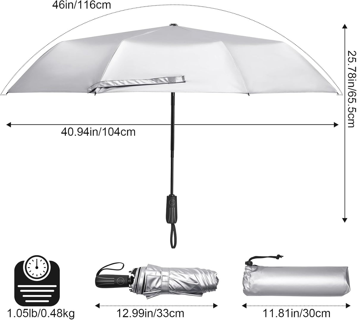 G4Free - G4Free 46 Inch UPF 50+ UV Protection Sun Double Layer Windproof Auto Umbrella -TN24A451B