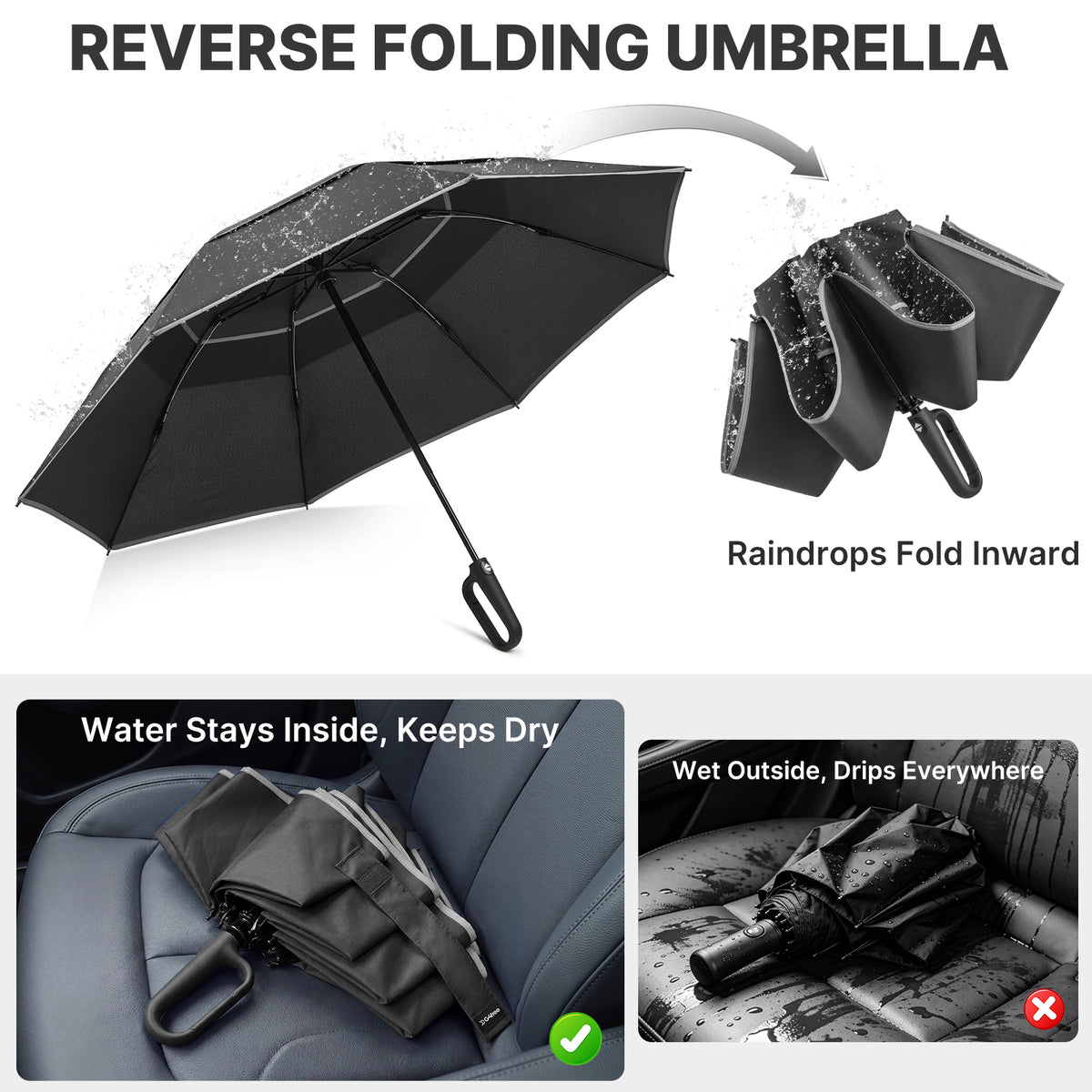 G4Free - G4Free 46" Inverted Umbrella – Carabiner Handle -NT25A620A