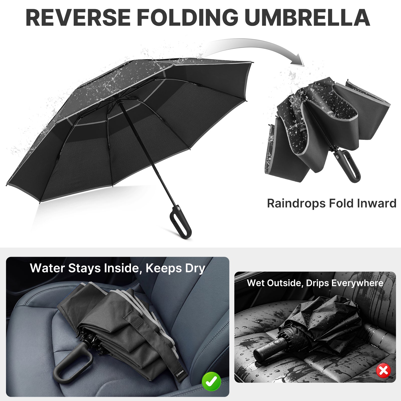 G4Free - G4Free 46" Inverted Umbrella – Carabiner Handle -NT25A620A