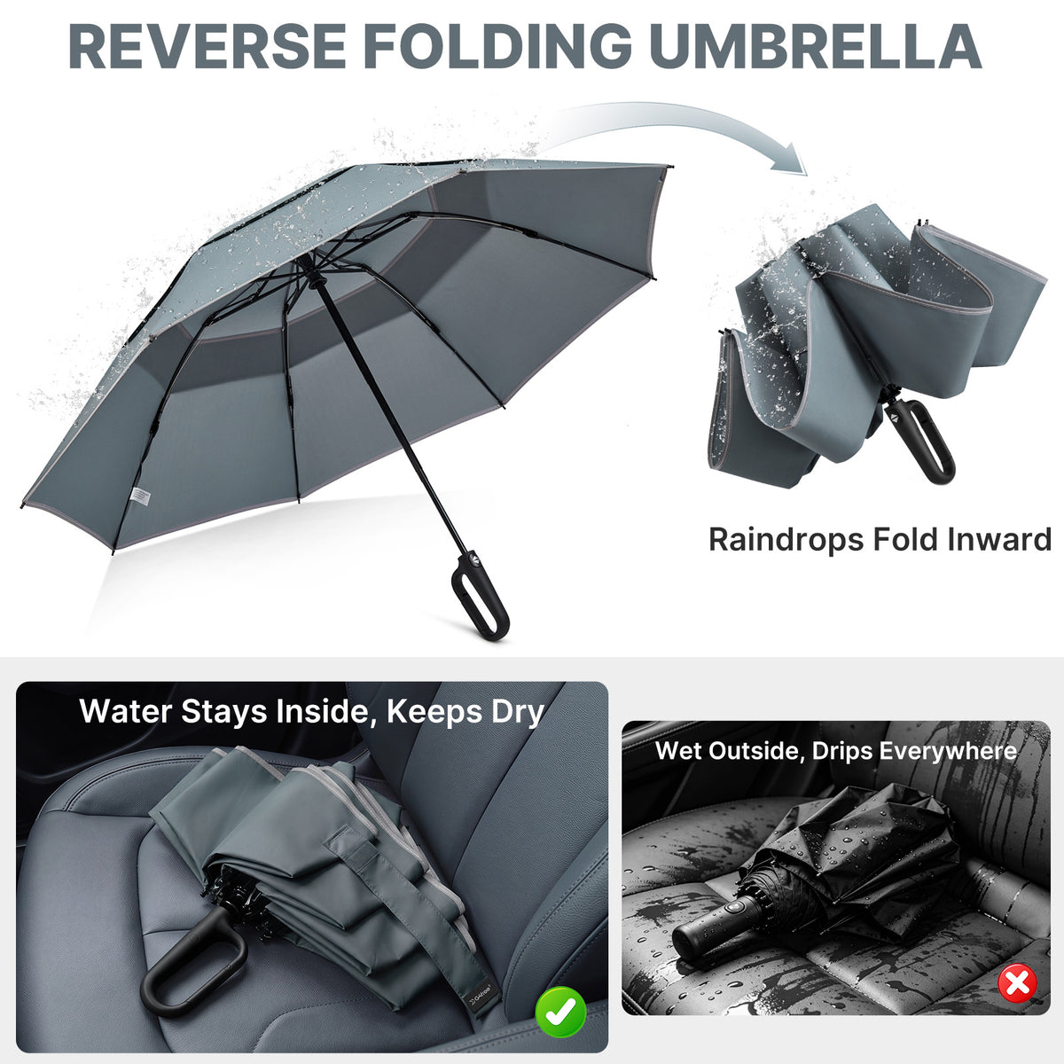 G4Free - G4Free 46" Inverted Umbrella – Carabiner Handle -NT25A620A