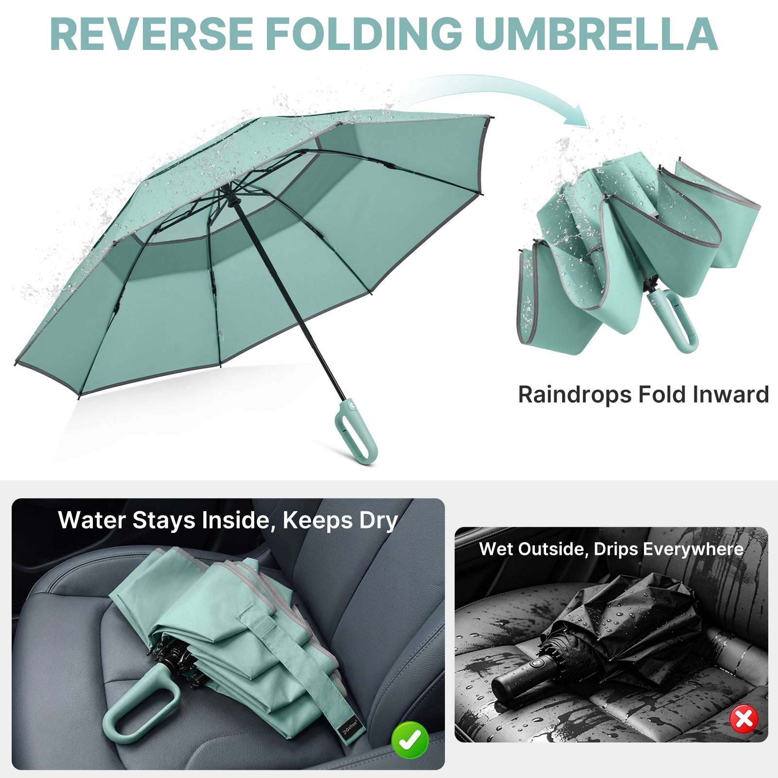 G4Free - G4Free 46" Inverted Umbrella – Carabiner Handle -NT25A620A