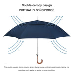 G4Free - G4Free 52/62inch Wooden J Handle Auto Open  Golf Umbrella -D02V552A