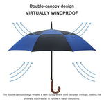 G4Free - G4Free 52/62inch Wooden J Handle Auto Open  Golf Umbrella -D02V552A