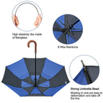 G4Free - G4Free 52/62inch Wooden J Handle Auto Open  Golf Umbrella -D02V552A