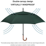G4Free - G4Free 52/62inch Wooden J Handle Auto Open  Golf Umbrella -D02V552A