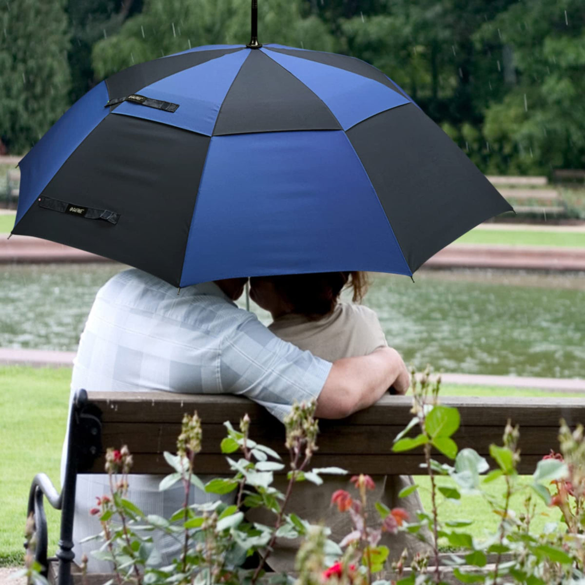 G4Free - G4Free 52/62inch Wooden J Handle Auto Open  Golf Umbrella -D02V552A
