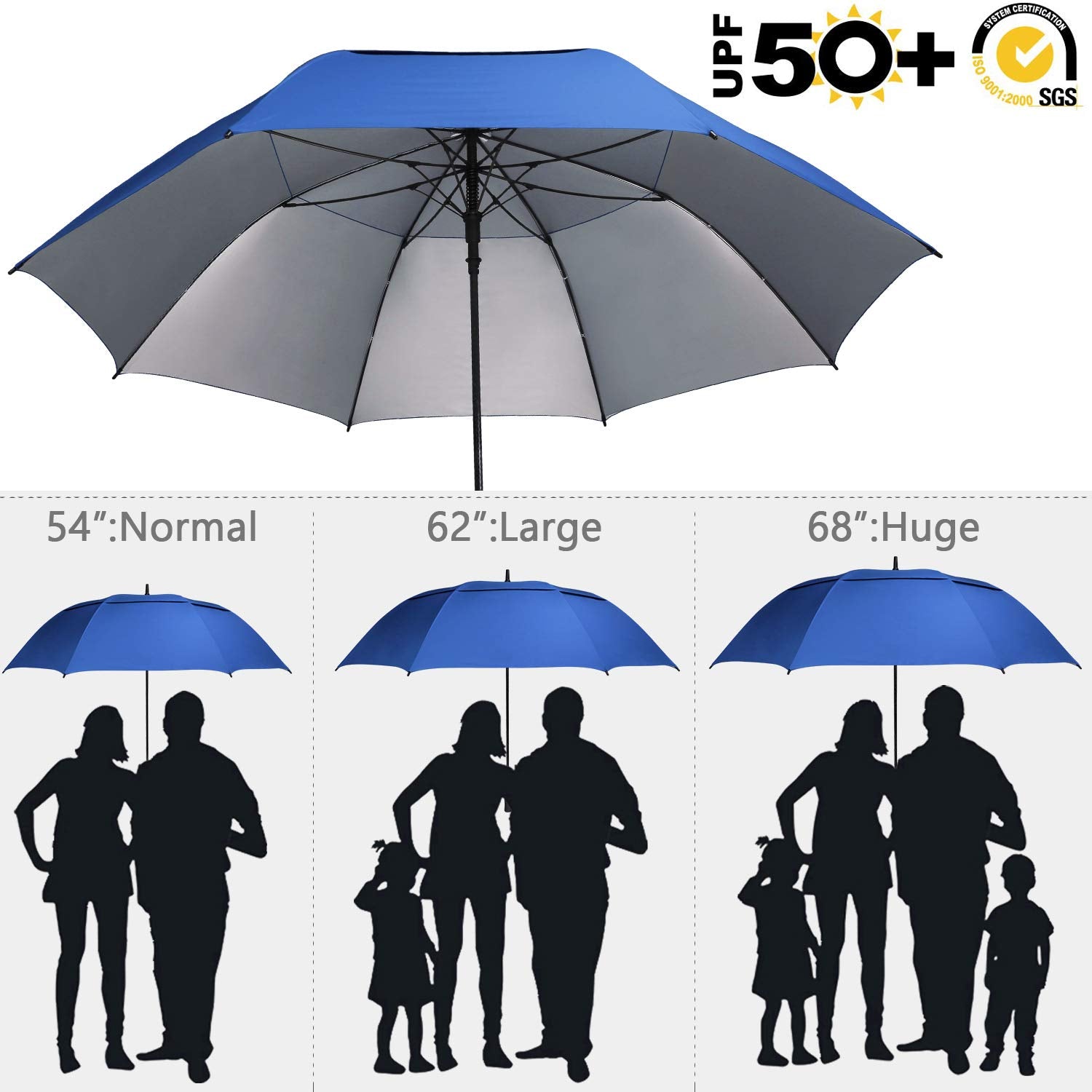 G4Free - G4Free 54/62/68 Inch UV Protection Auto Open Double Canopy Sun Rain Umbrella -D02V686A