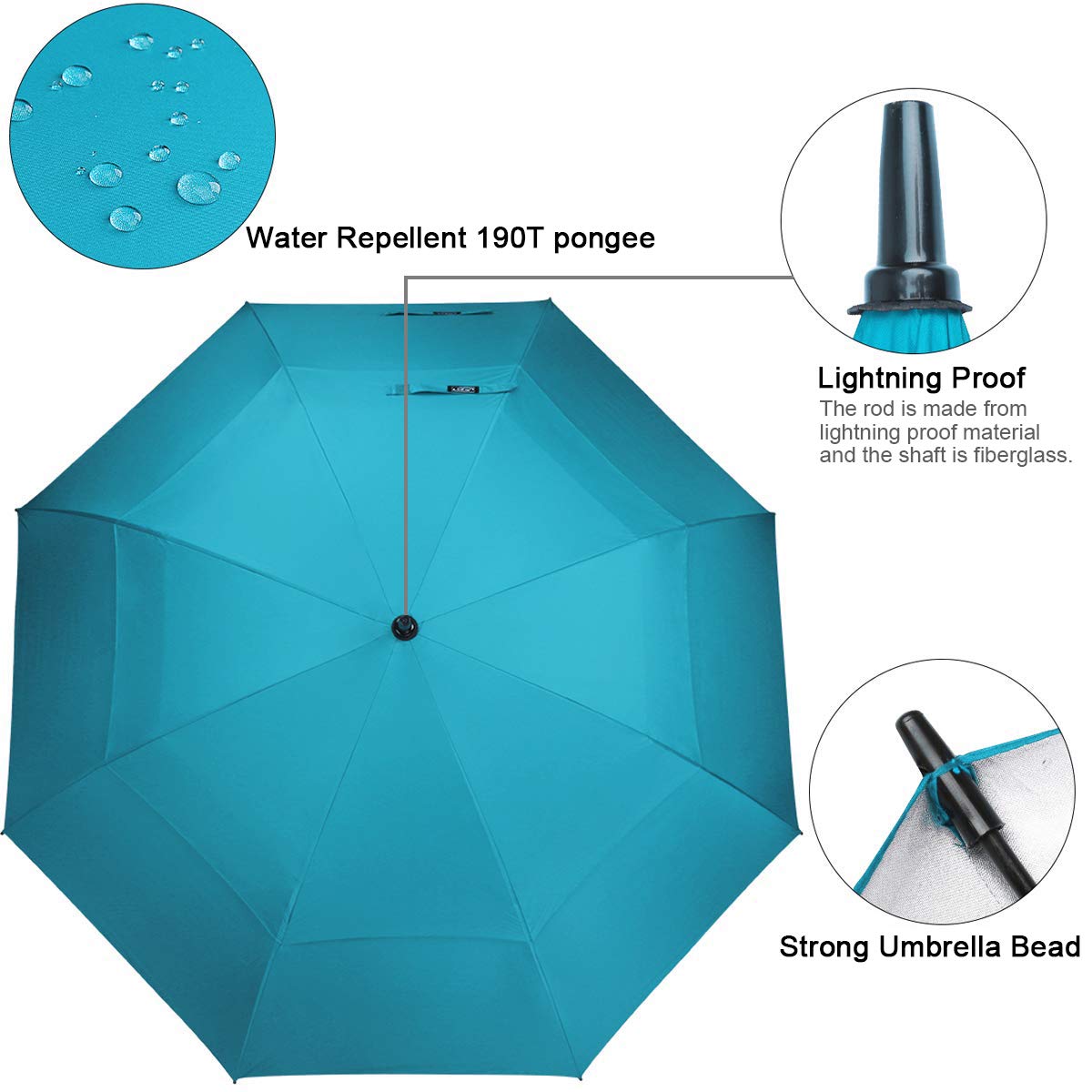 G4Free - G4Free 54/62/68 Inch UV Protection Auto Open Double Canopy Sun Rain Umbrella -D02V686A
