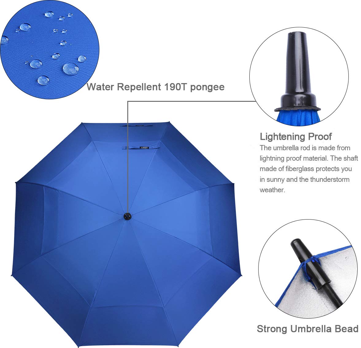 G4Free - G4Free 54/62/68 Inch UV Protection Auto Open Double Canopy Sun Rain Umbrella -D02V686A