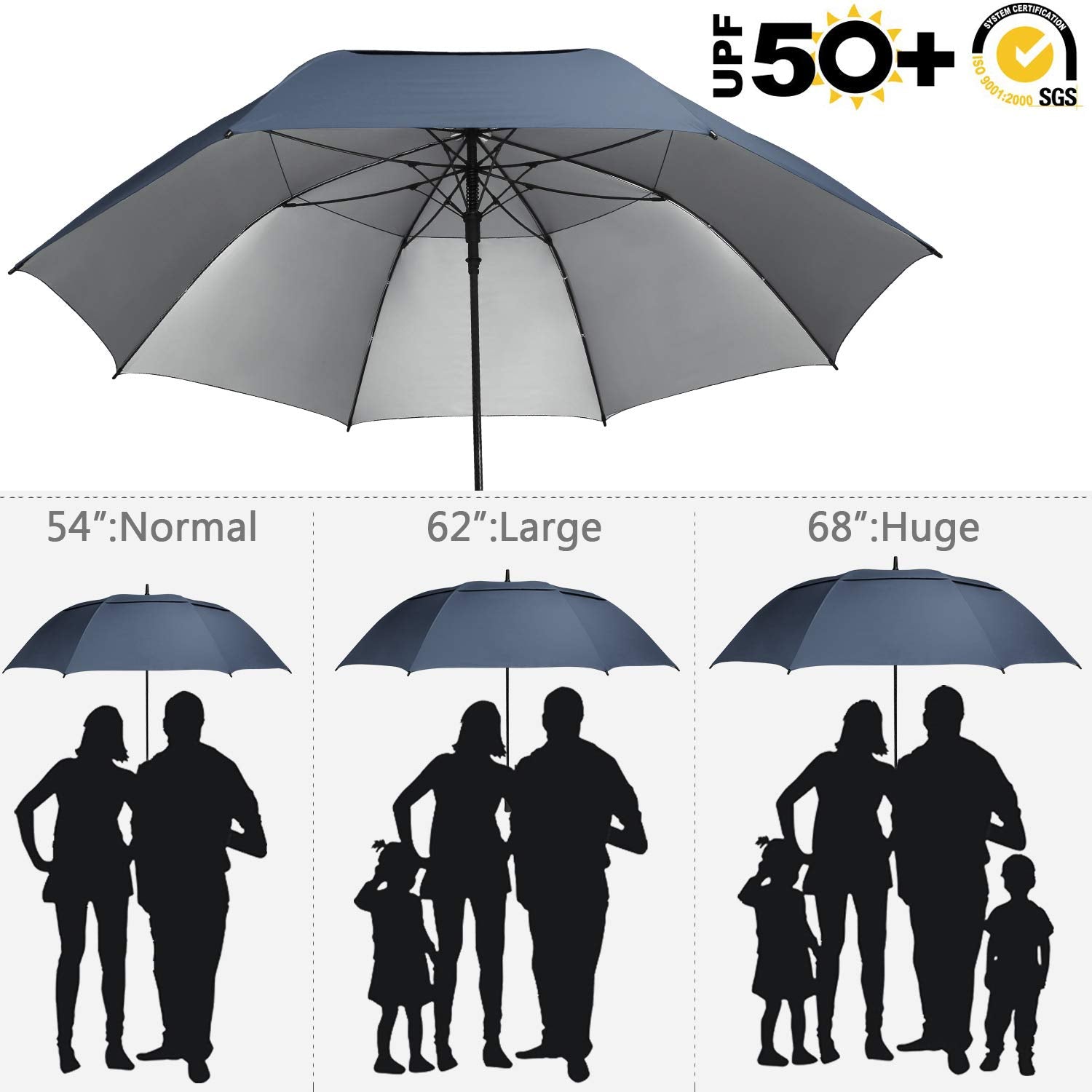 G4Free - G4Free 54/62/68 Inch UV Protection Auto Open Double Canopy Sun Rain Umbrella -D02V686A
