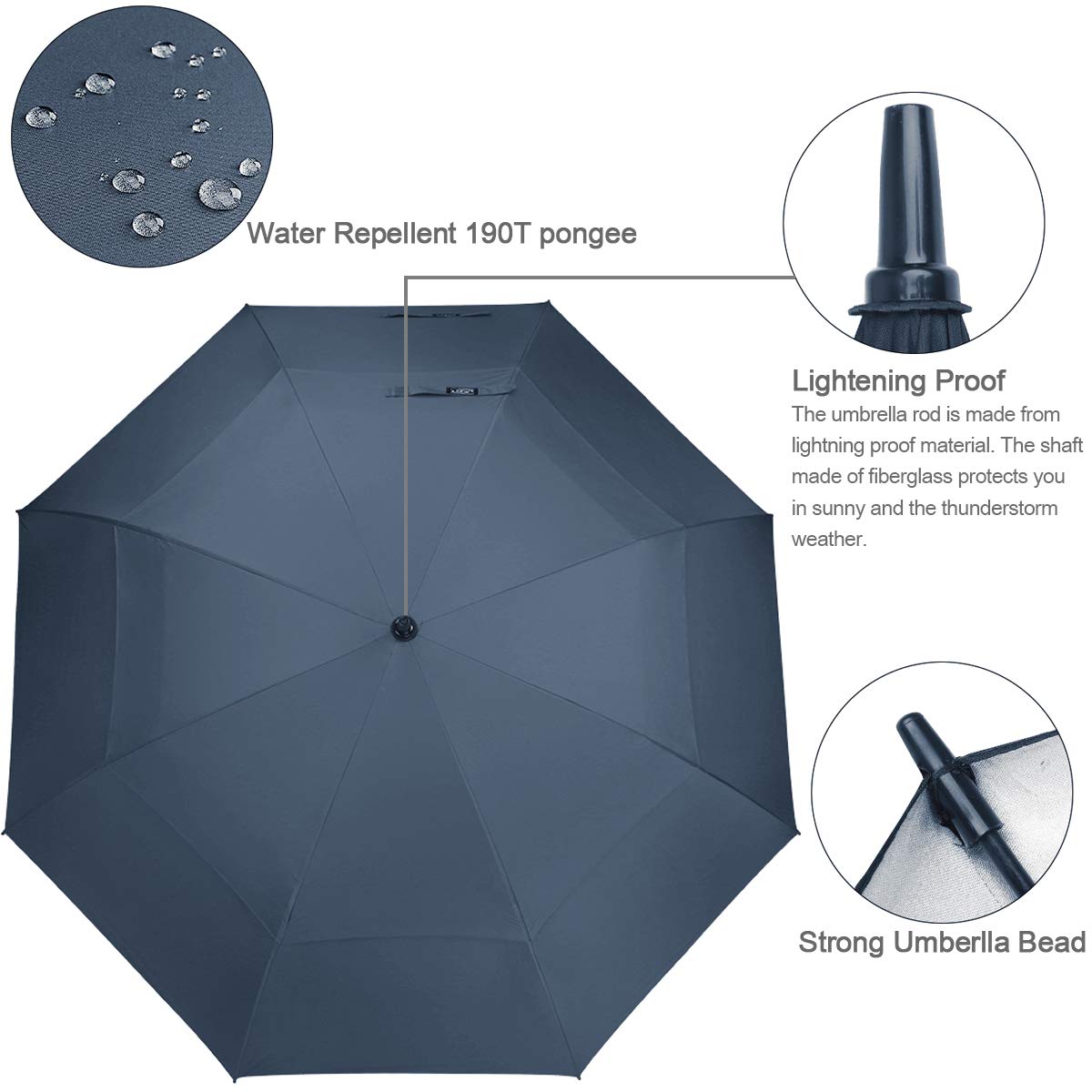 G4Free - G4Free 54/62/68 Inch UV Protection Auto Open Double Canopy Sun Rain Umbrella -D02V686A