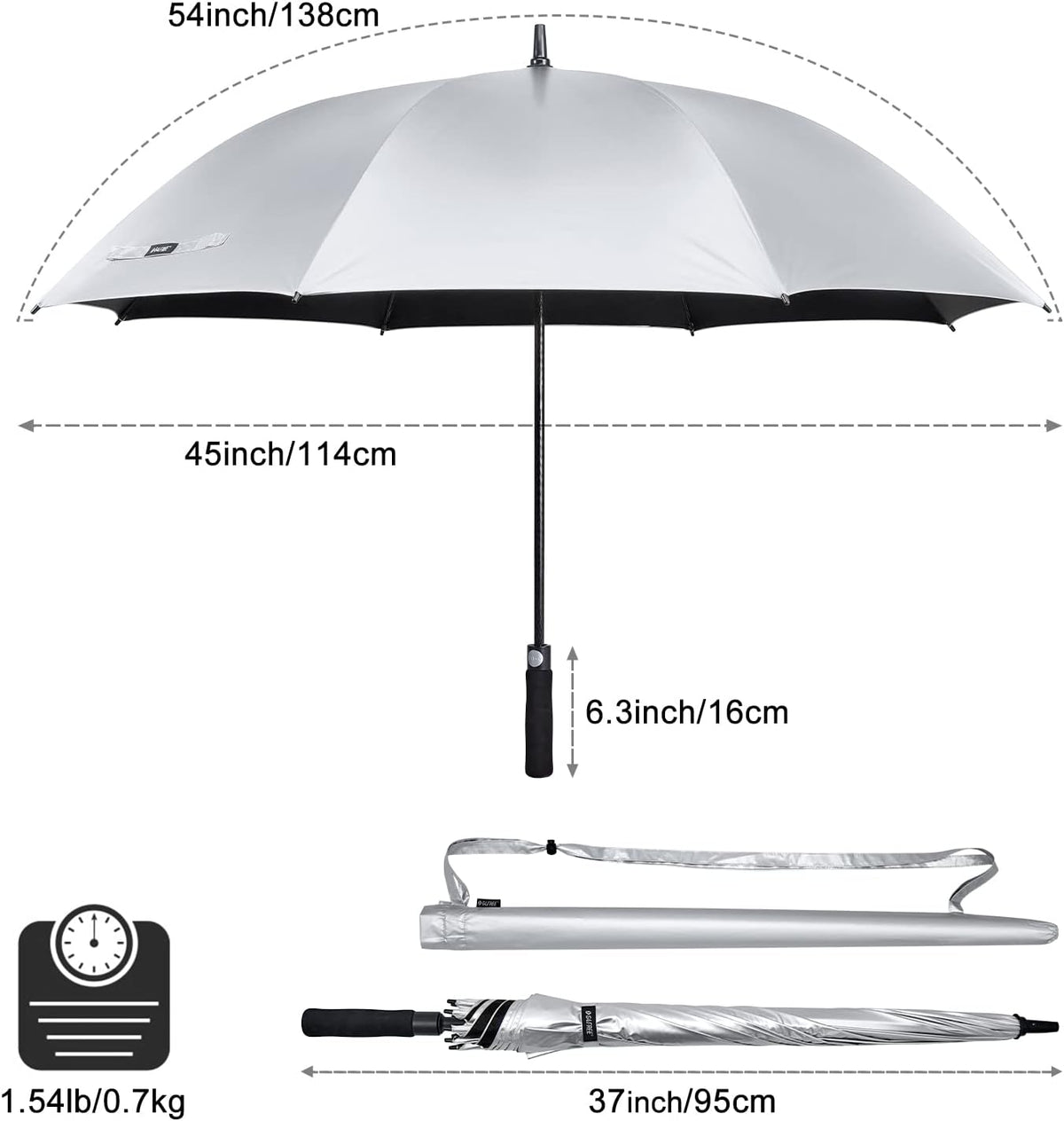 G4Free - G4Free 54/62 Inch Windproof UV Protection Extra Large Auto Stick Long Umbrella -TN21A012C