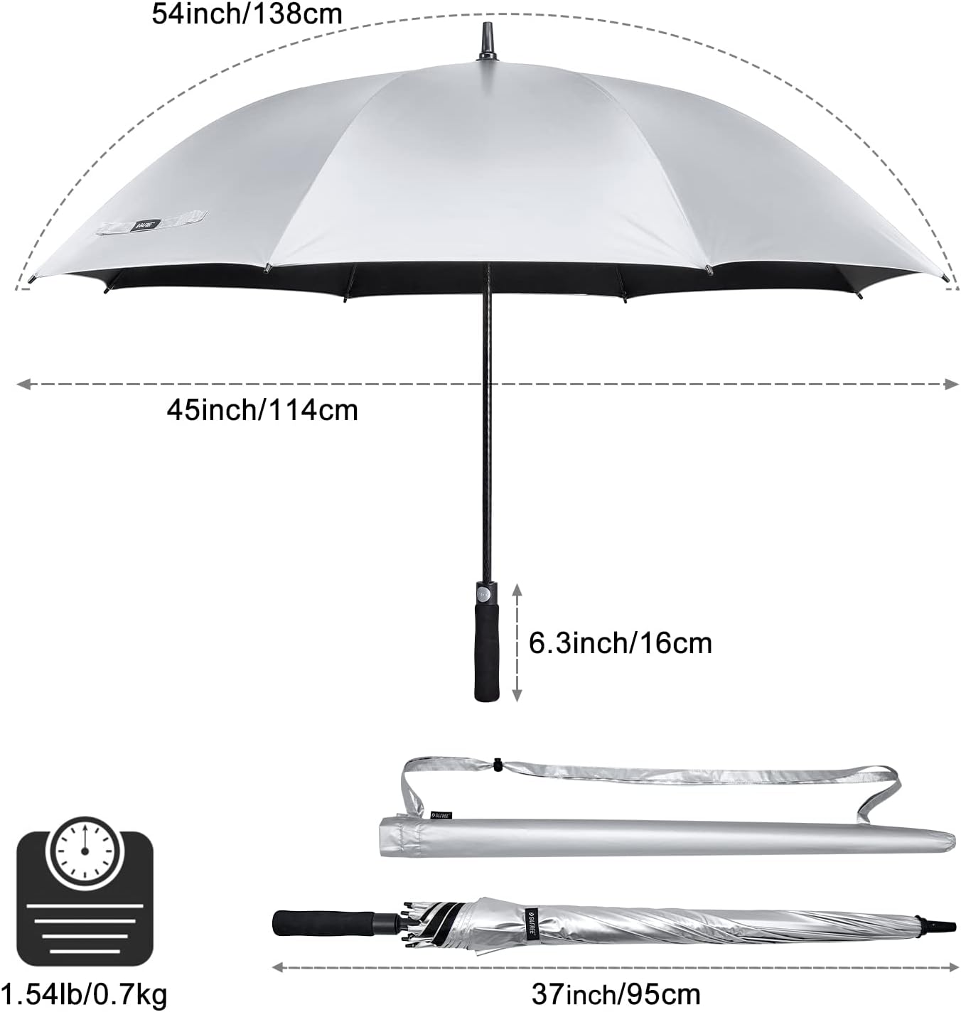 G4Free - G4Free 54/62 Inch Windproof UV Protection Extra Large Auto Stick Long Umbrella -TN21A012C