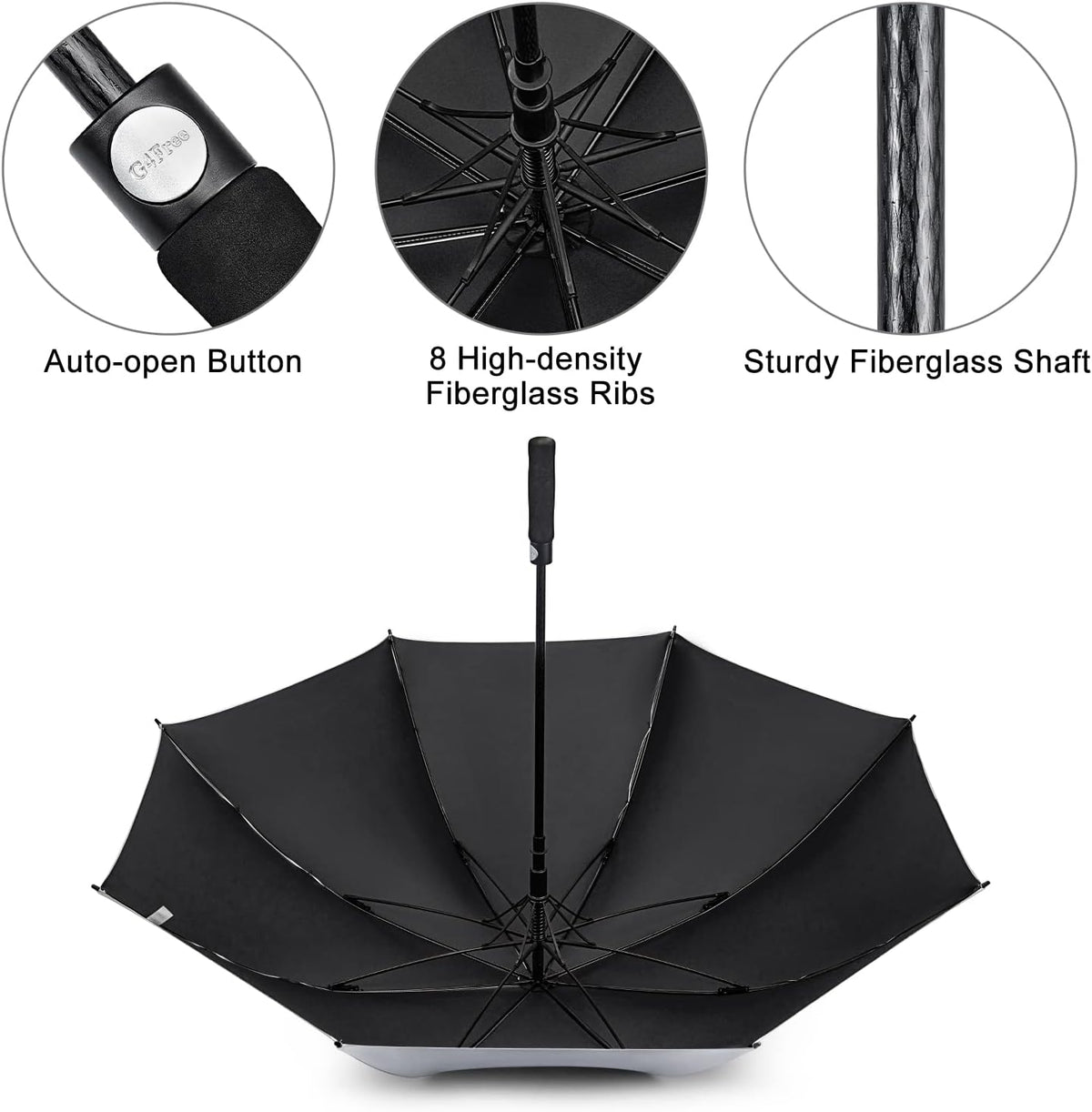 G4Free - G4Free 54/62 Inch Windproof UV Protection Extra Large Auto Stick Long Umbrella -TN21A012C