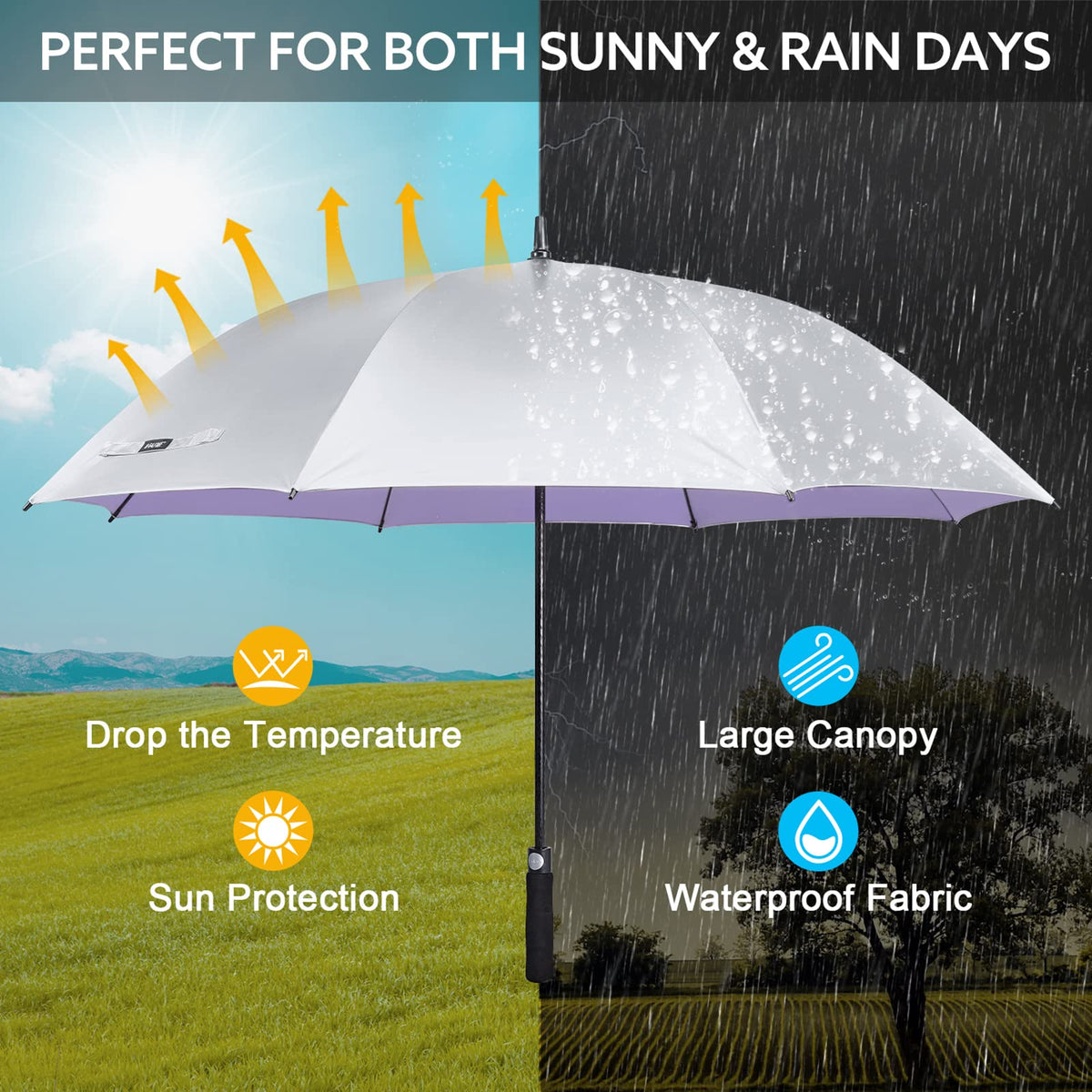 G4Free - G4Free 54/62 Inch Windproof UV Protection Golf Umbrella -TN23A187B