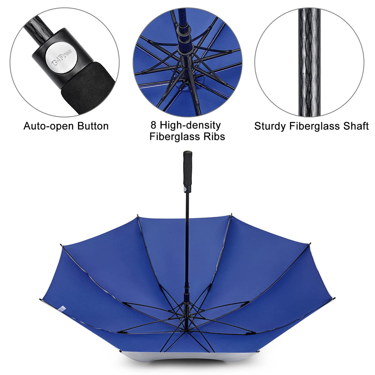 G4Free - G4Free 54/62 Inch Windproof UV Protection Golf Umbrella -TN23A187B