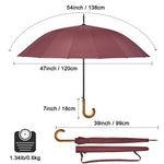 G4Free - G4Free 54 Inch 16 Ribs Large Windproof Umbrella for 2 Persons -NT22A136A