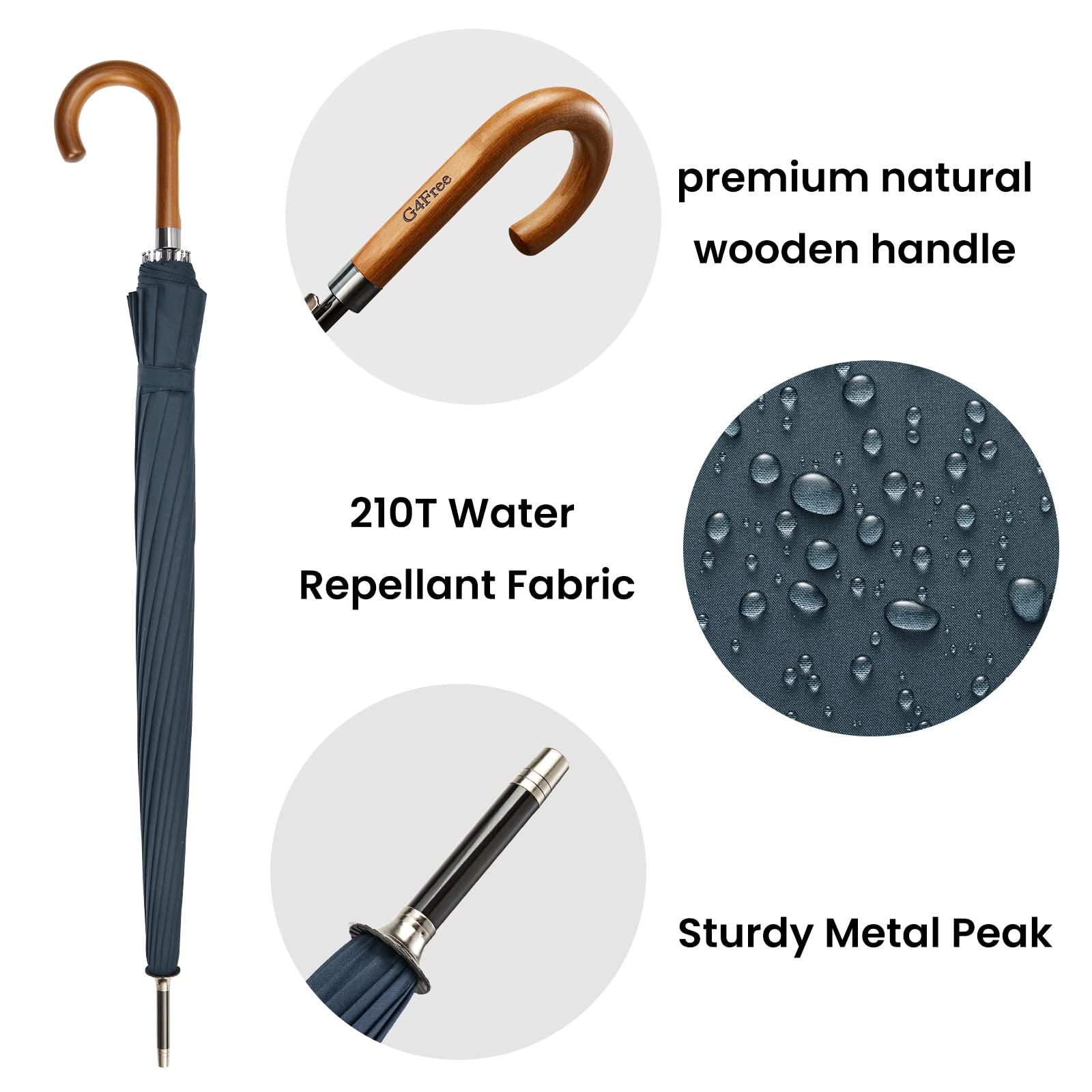 G4Free - G4Free 54 Inch 16 Ribs Large Windproof Umbrella for 2 Persons -NT22A136A