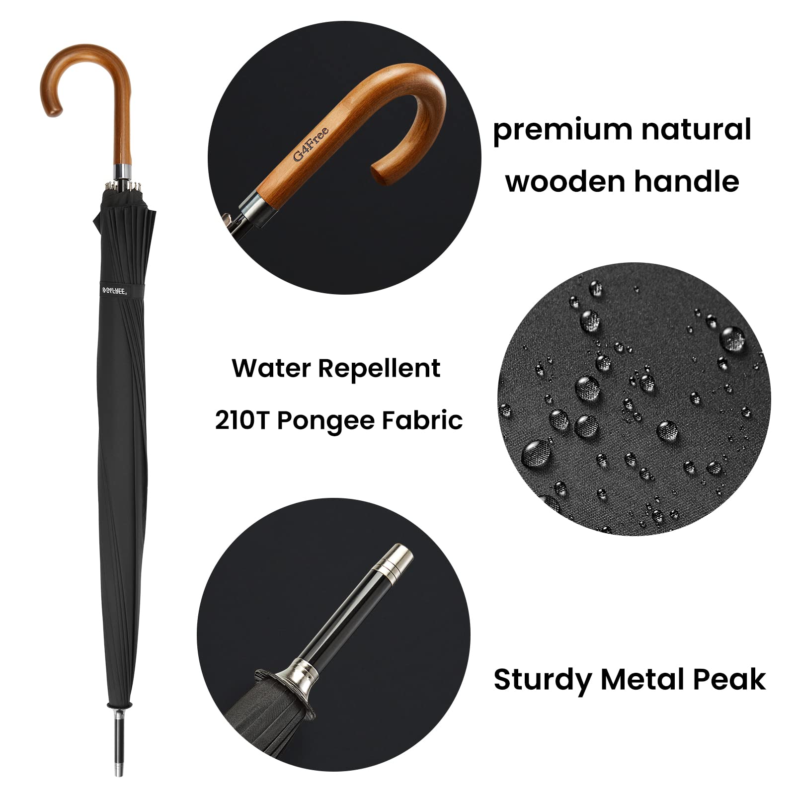 G4Free - G4Free 54 Inch 16 Ribs Large Windproof Umbrella for 2 Persons -NT22A136A