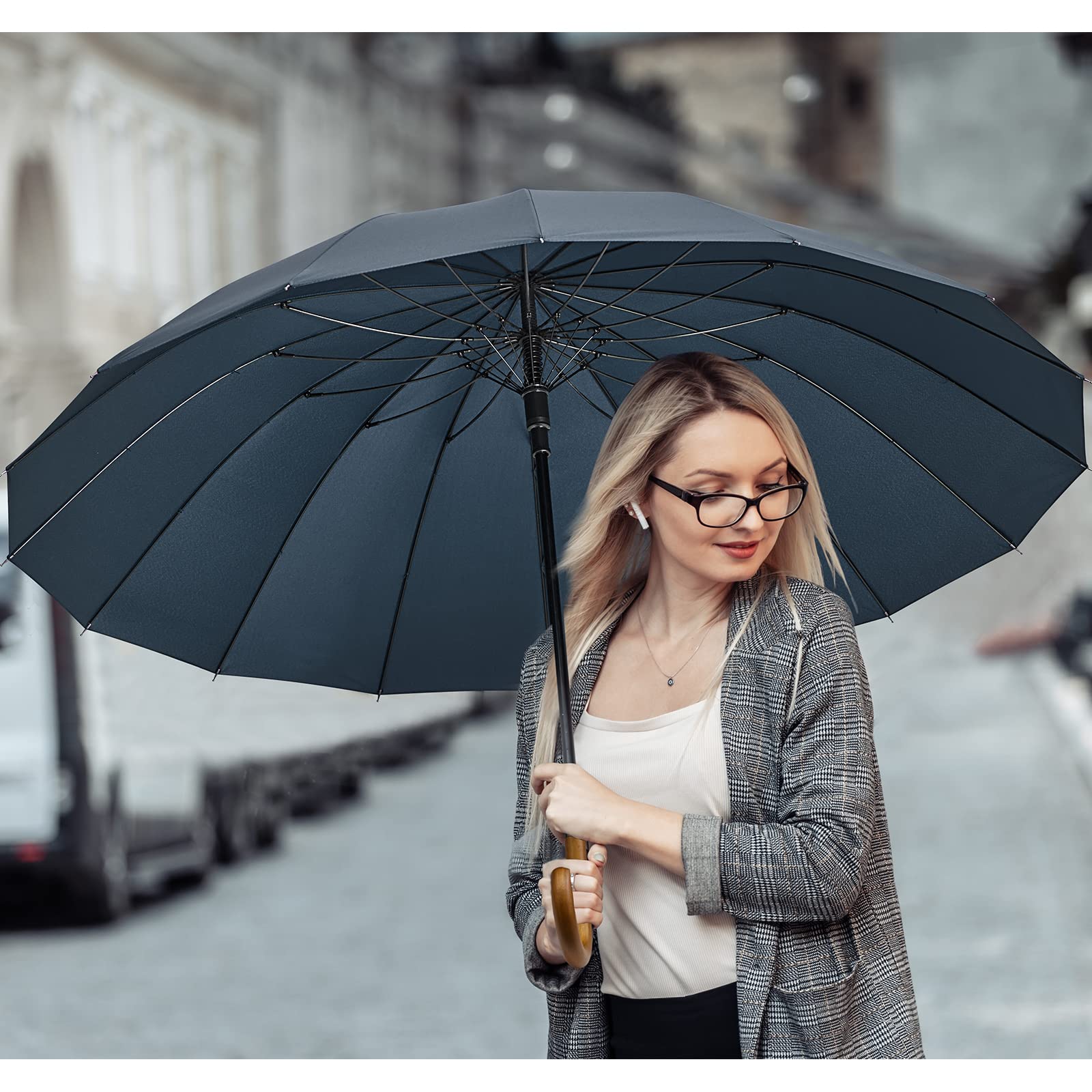 G4Free - G4Free 54 Inch 16 Ribs Large Windproof Umbrella for 2 Persons -NT22A136A