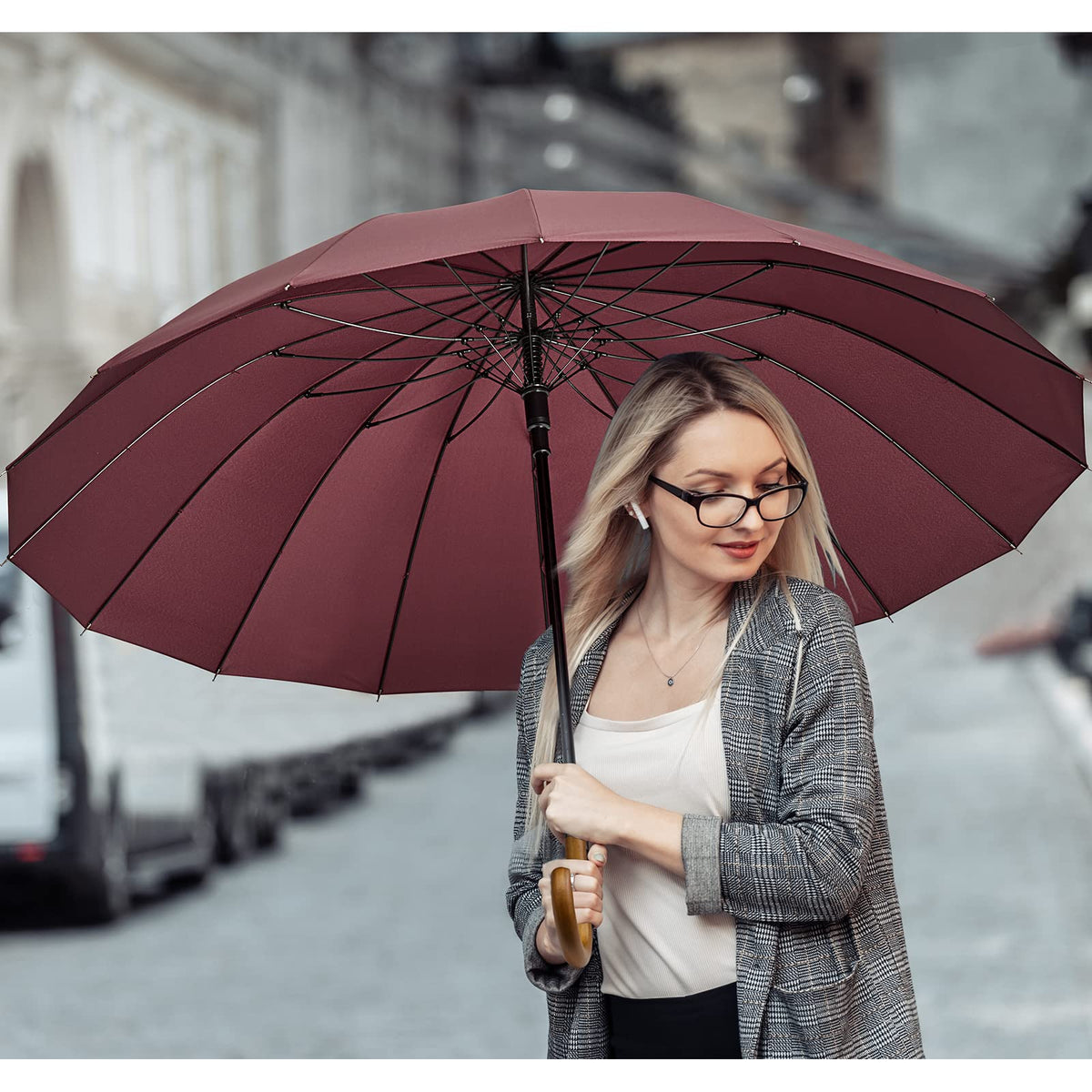 G4Free - G4Free 54 Inch 16 Ribs Large Windproof Umbrella for 2 Persons -NT22A136A