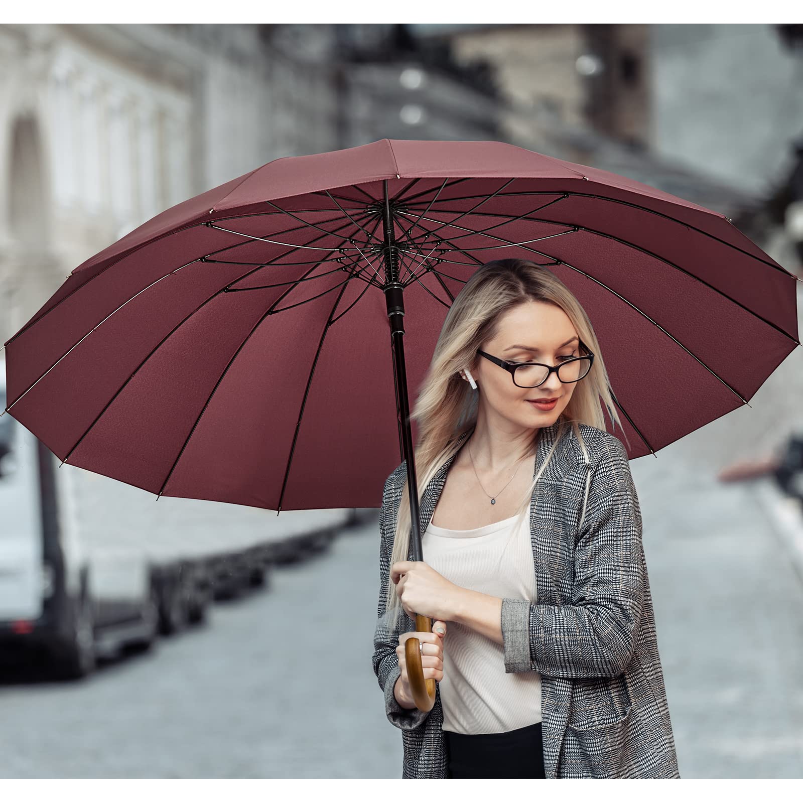 G4Free - G4Free 54 Inch 16 Ribs Large Windproof Umbrella for 2 Persons -NT22A136A