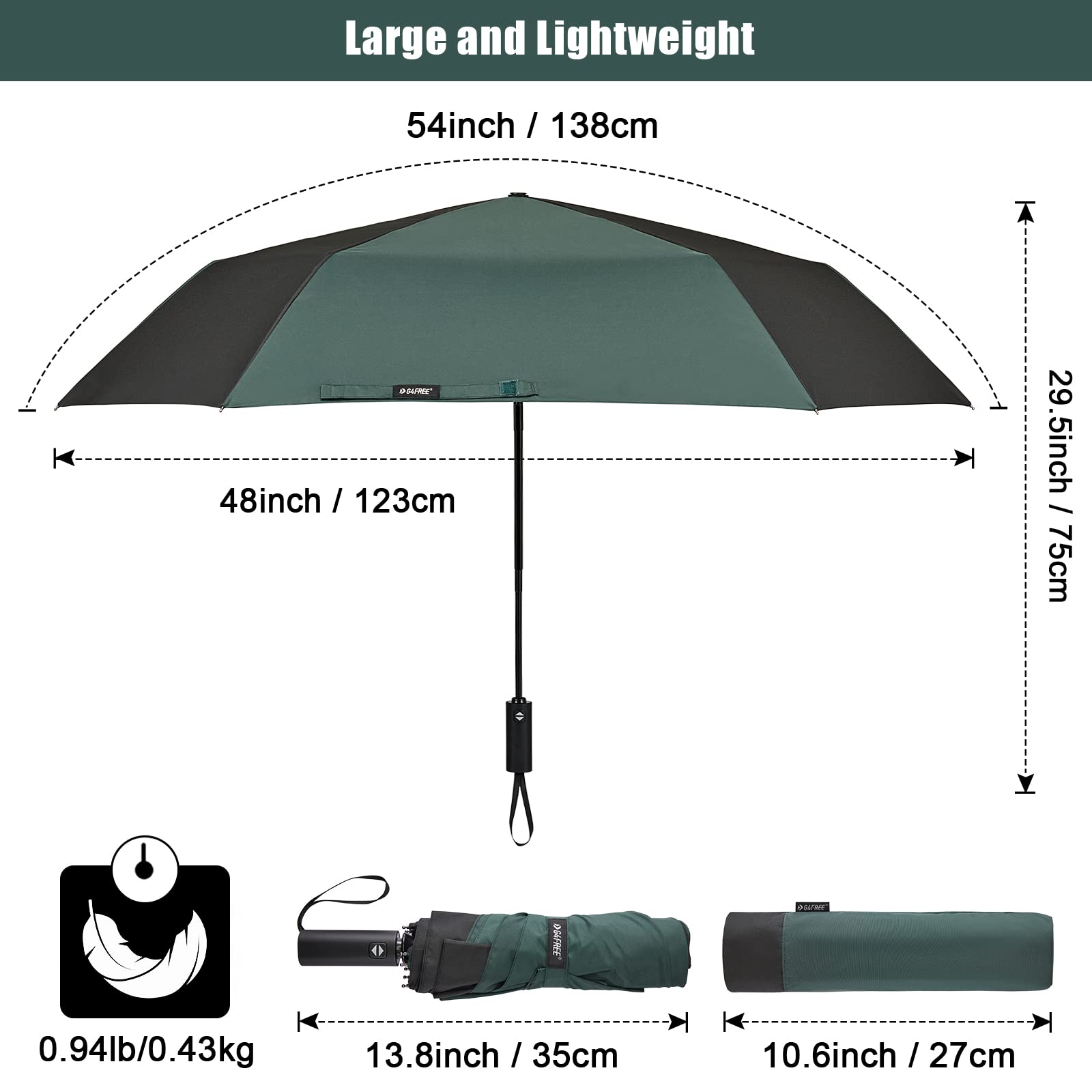 G4Free - G4Free 54 Inch Large Golf Umbrella -TN22A131B
