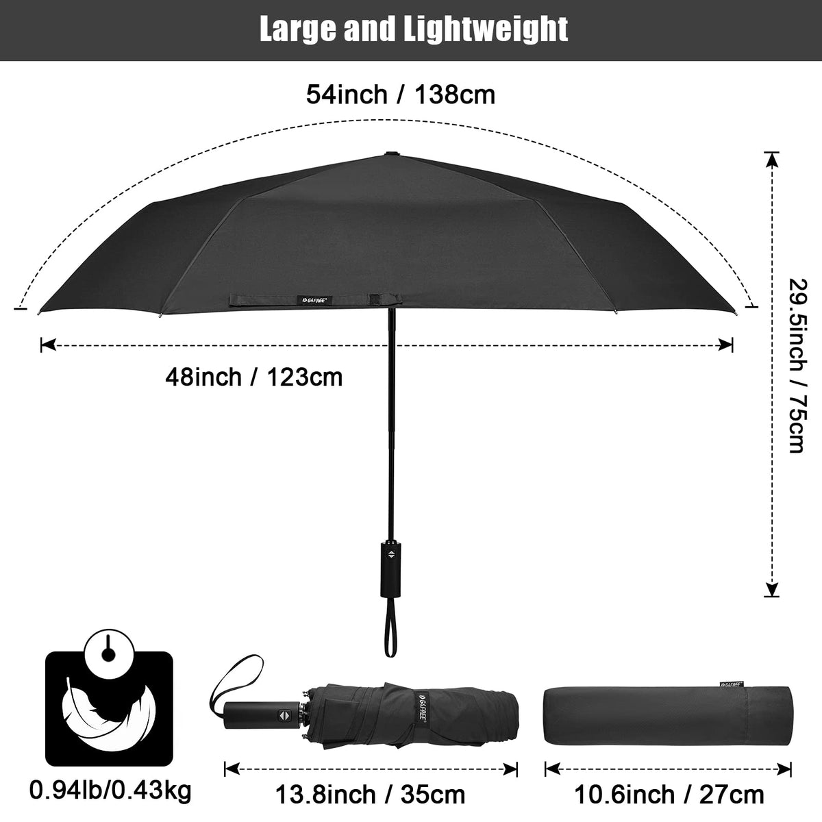 G4Free - G4Free 54 Inch Large Golf Umbrella -TN22A131B